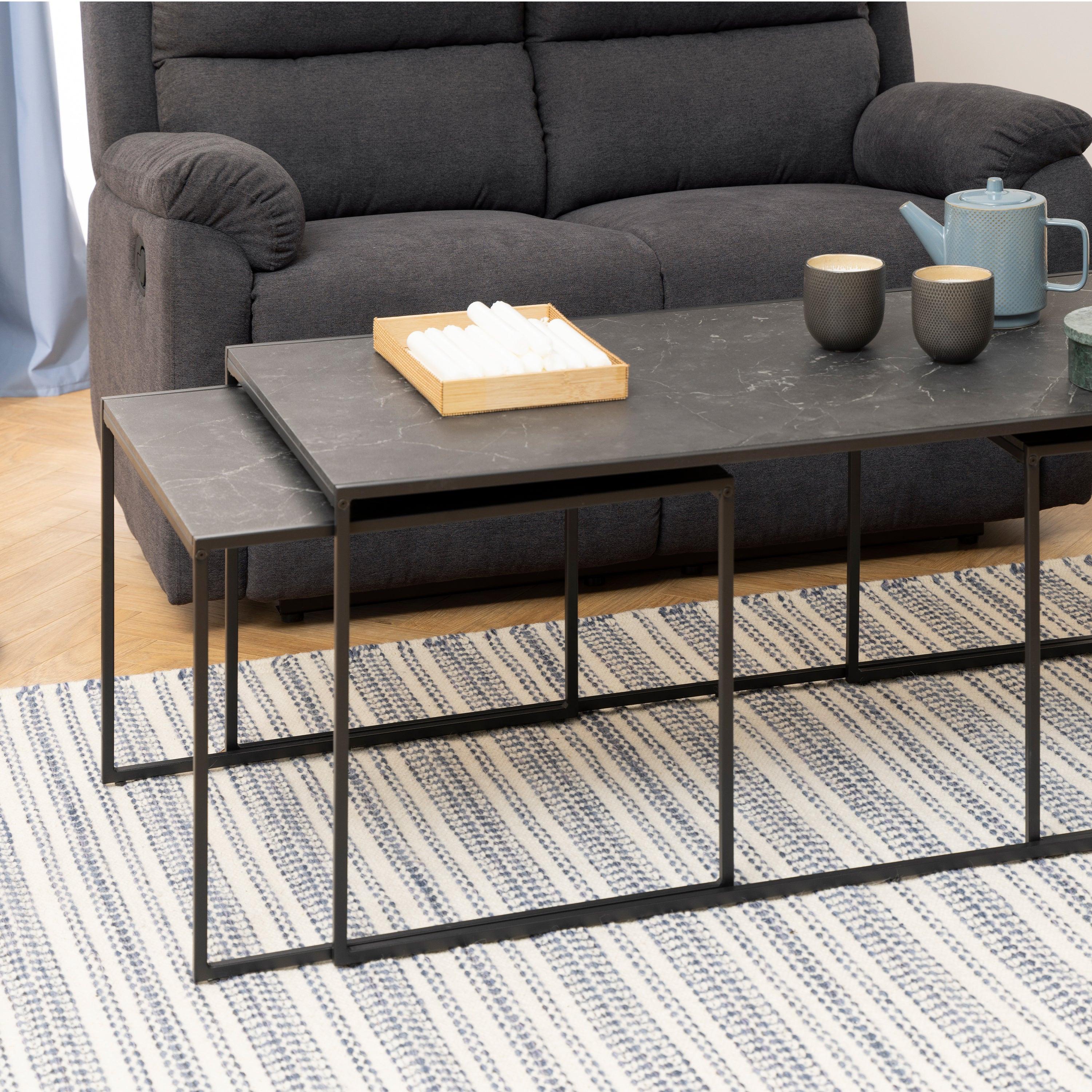 Infinity Square/Coffee Table Setin Matt Black Set of 3 - image 7