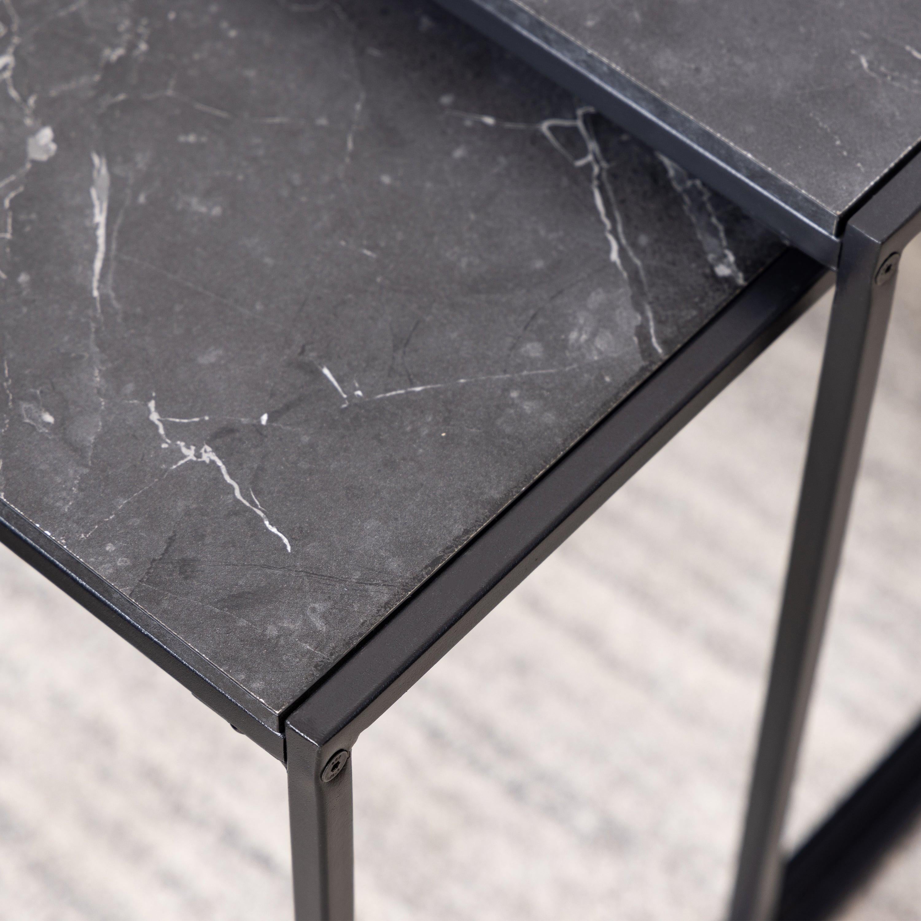 Infinity Square/Coffee Table Setin Matt Black Set of 3 - image 8