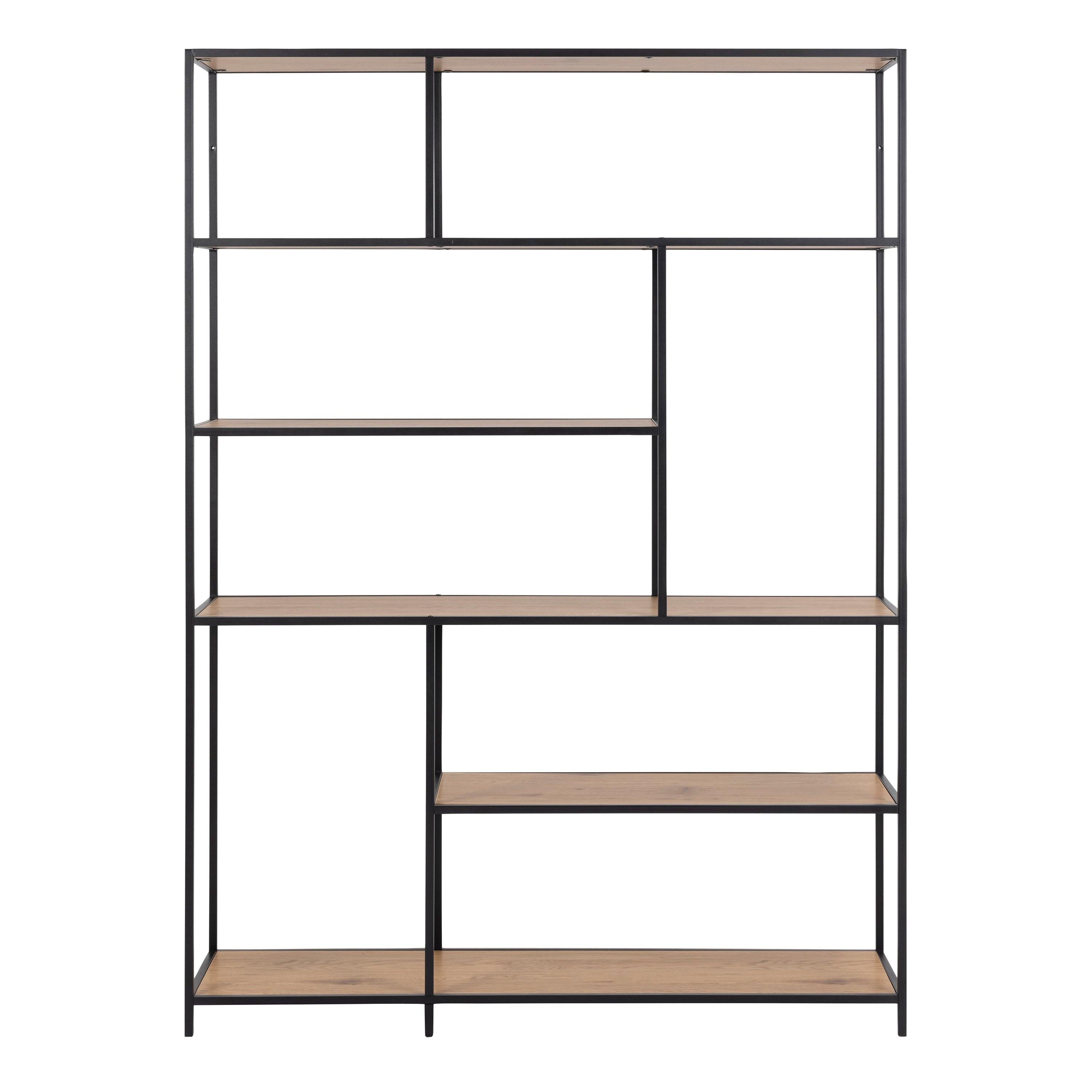 Seaford Bookcase with 5 Shelves in Black and Oak - image 2