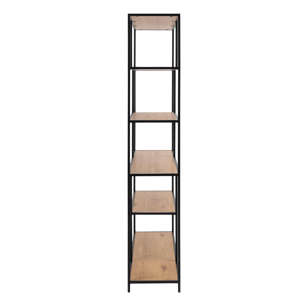 Seaford Bookcase with 5 Shelves in Black and Oak - image 3