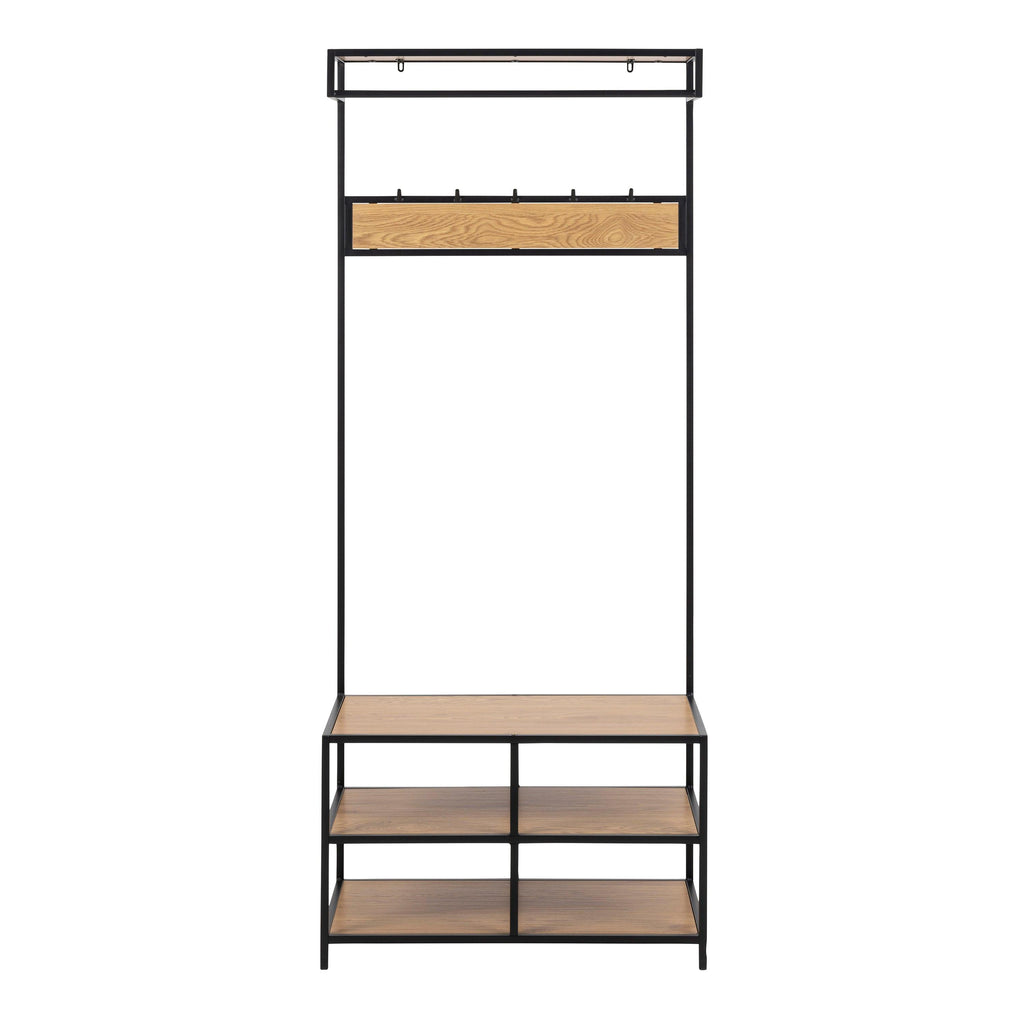 Seaford Clothes Rack with 3 Shelves in Black and Oak - image 2