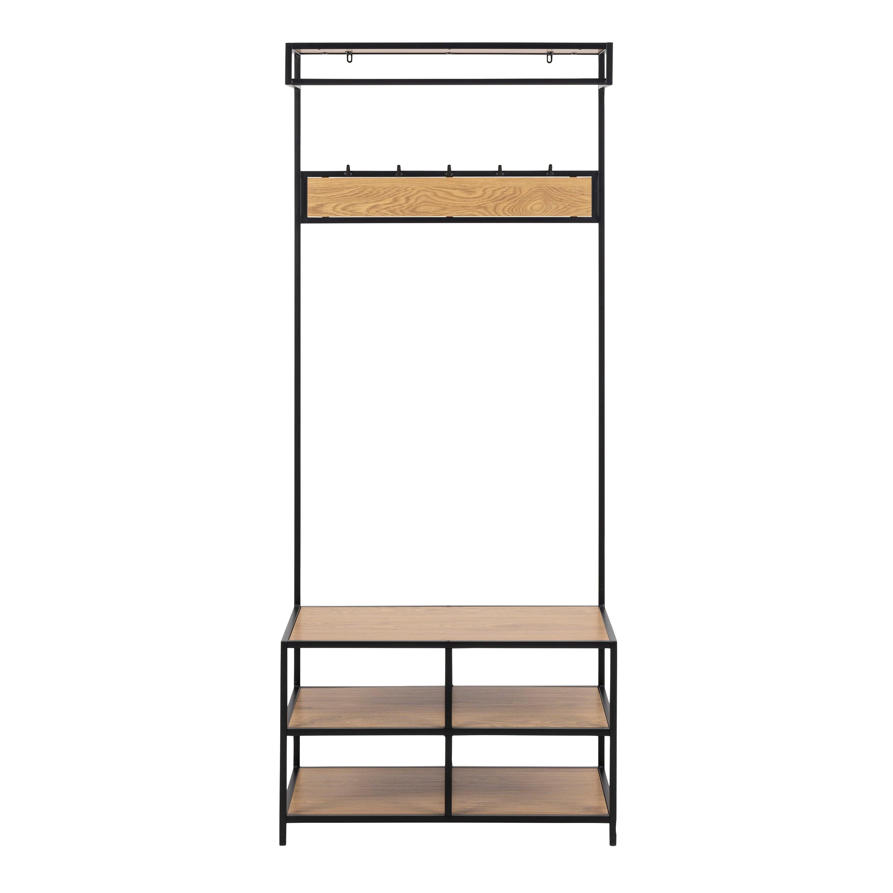 Seaford Clothes Rack with 3 Shelves in Black and Oak - image 2
