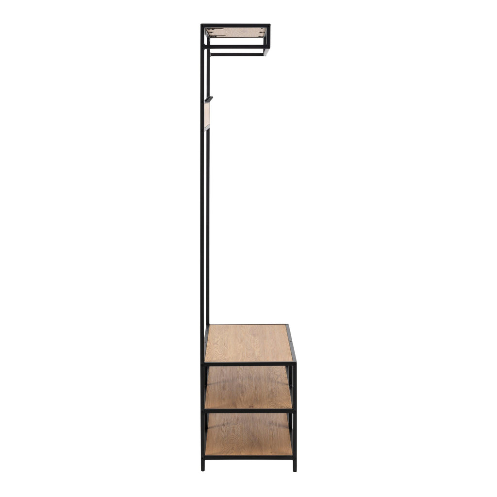Seaford Clothes Rack with 3 Shelves in Black and Oak - image 3