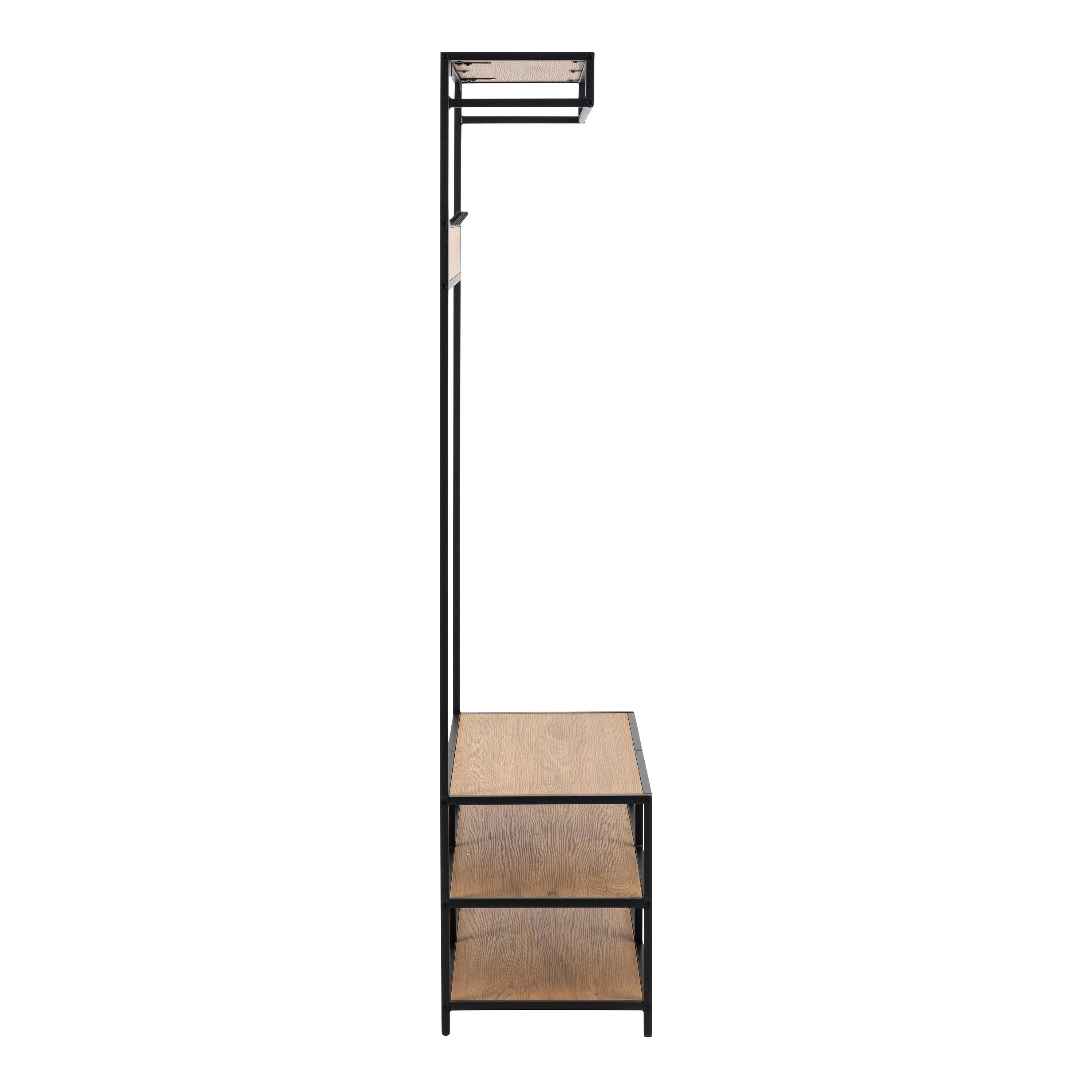 Seaford Clothes Rack with 3 Shelves in Black and Oak - image 3