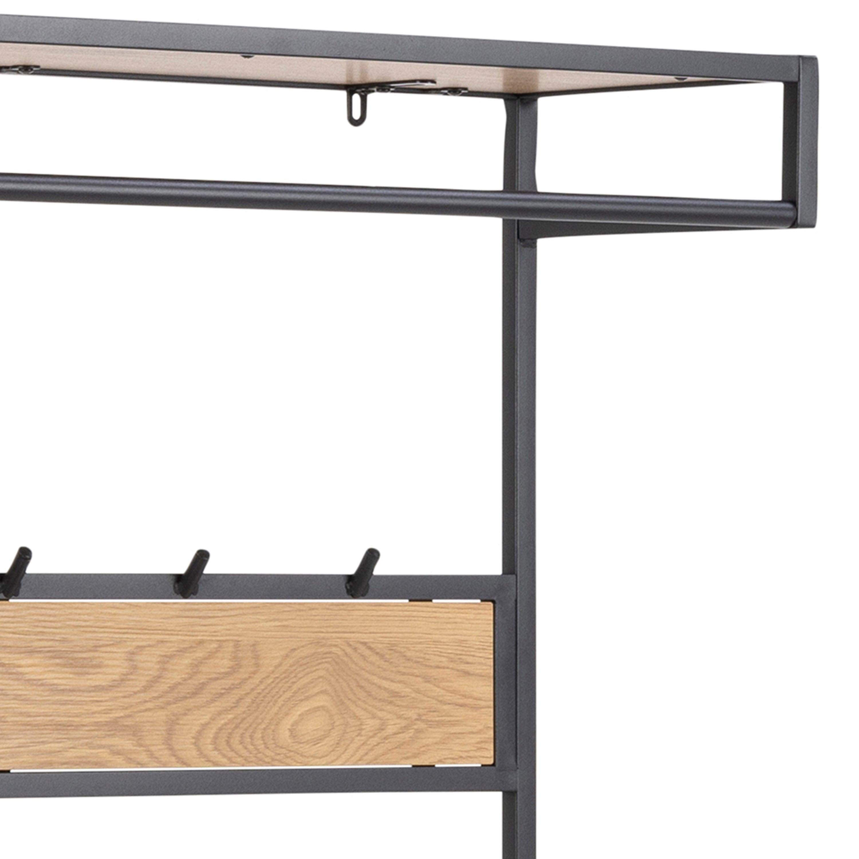 Seaford Clothes Rack with 3 Shelves in Black and Oak - image 5
