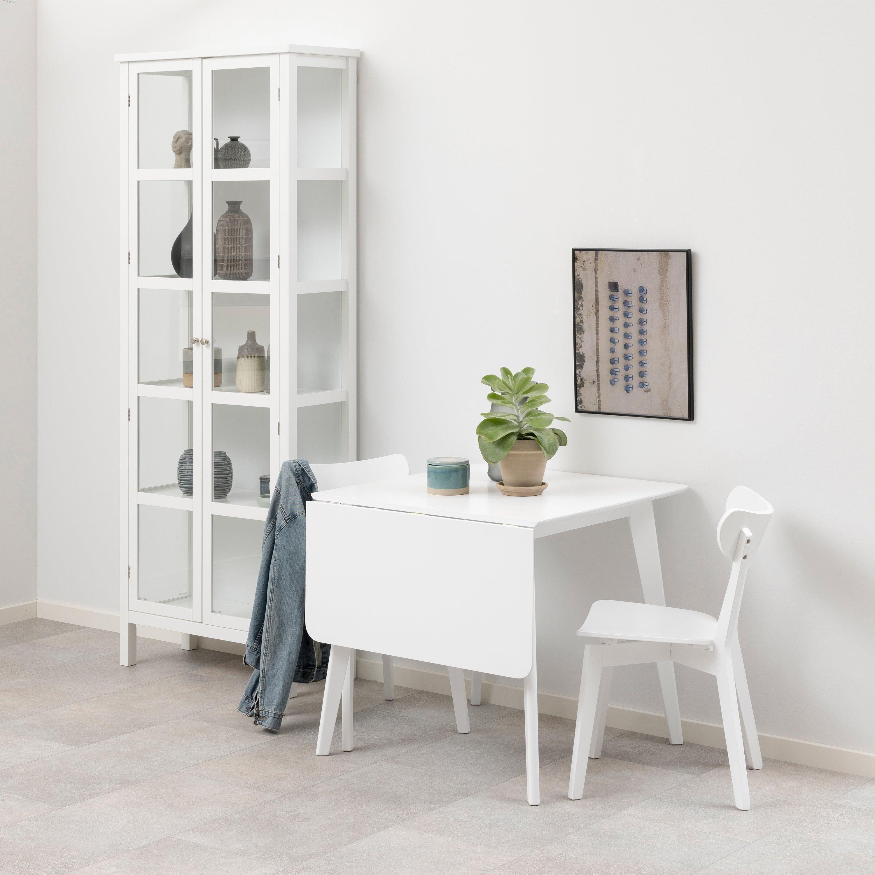 Roxby Square Dining Table in White 120x80cm includes 2 Roxby Dining Chairs in White