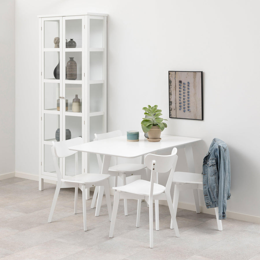 Roxby Square Dining Table in White 120x80cm includes 4 Roxby Dining Chairs in White