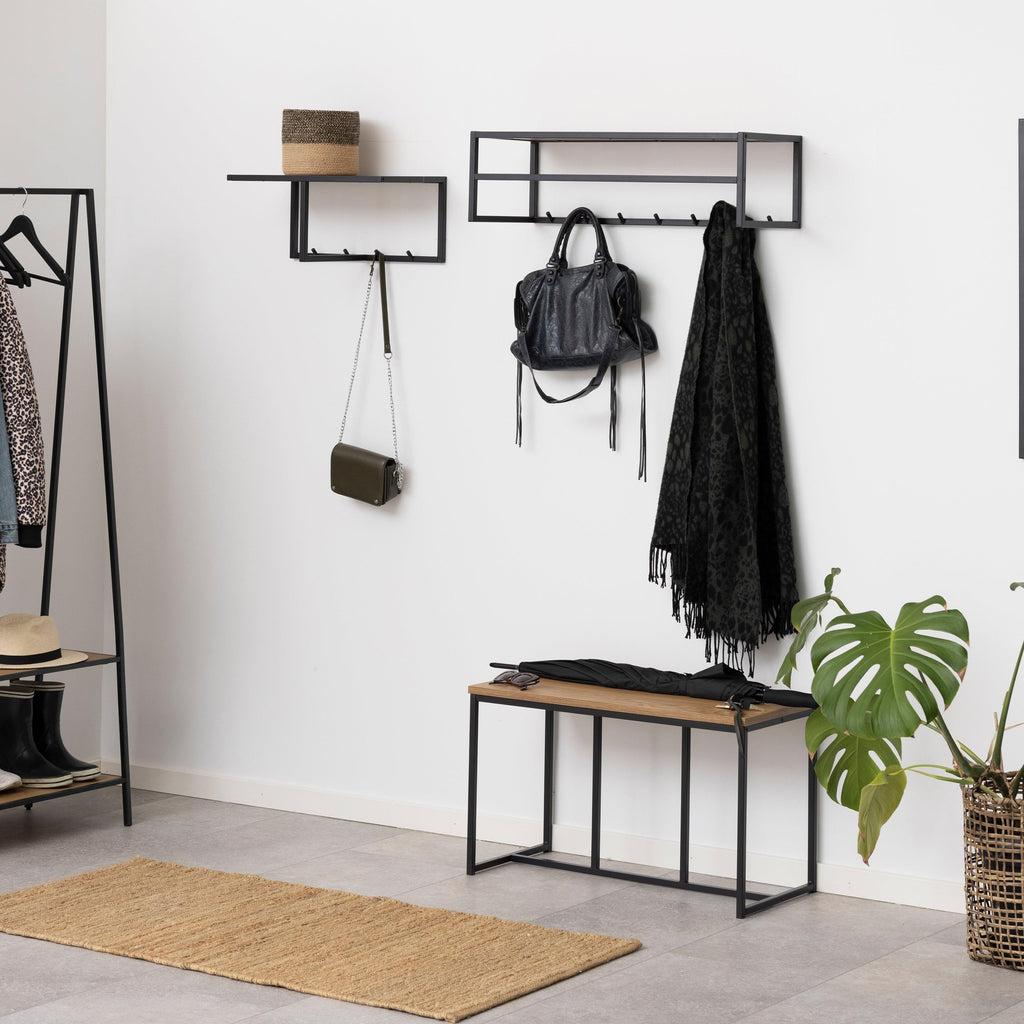 Seaford Black Metal Coat Rack with Oak Top - image 3