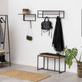 Seaford Black Metal Coat Rack with Oak Top - image 3