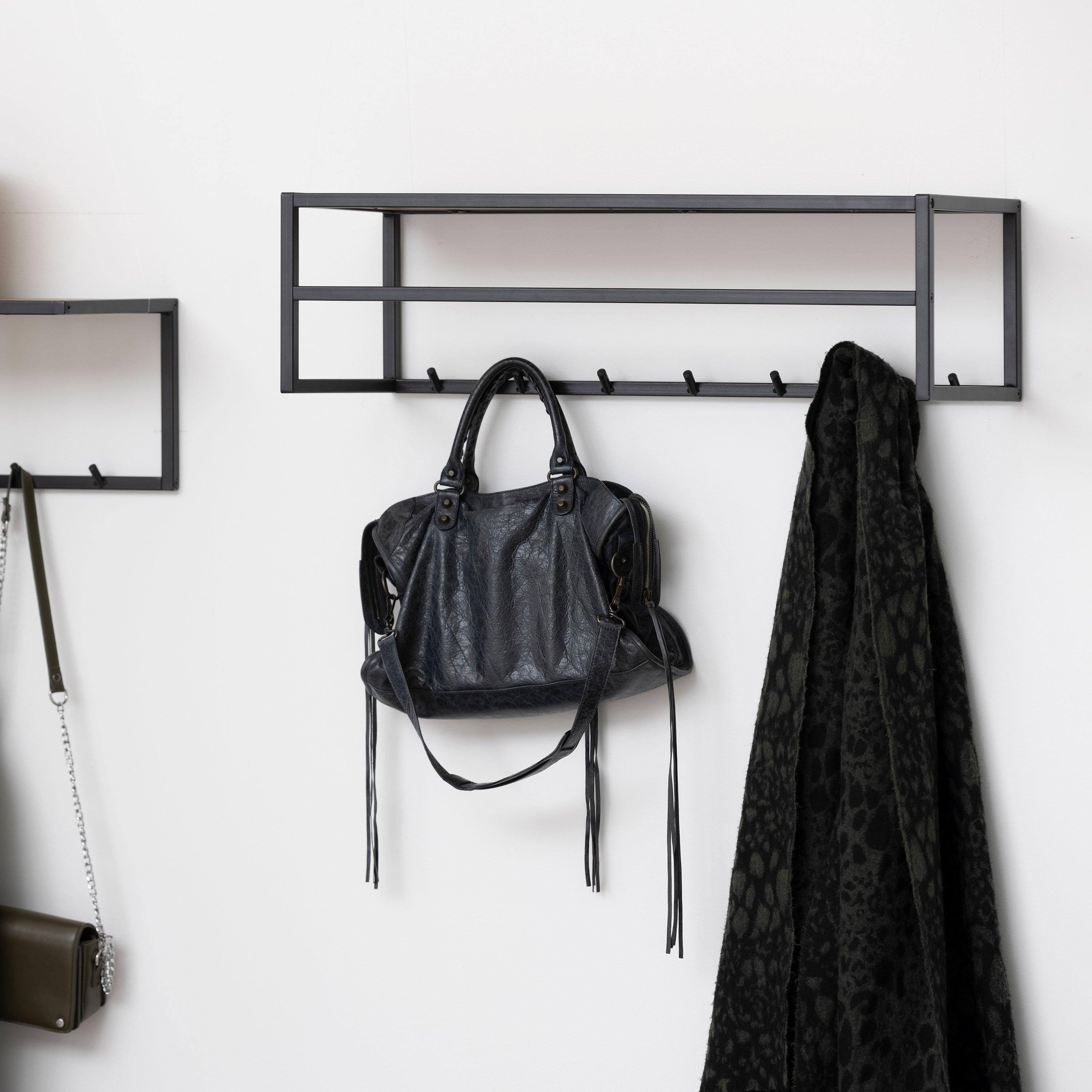 Seaford Black Metal Coat Rack with Oak Top - image 5