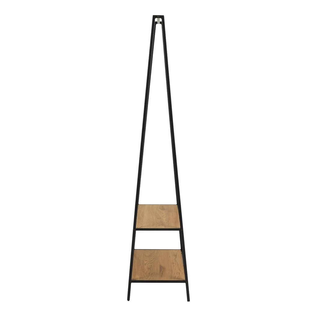 Seaford Black Metal Clothes Rack with 2 Oak Shelves - image 3