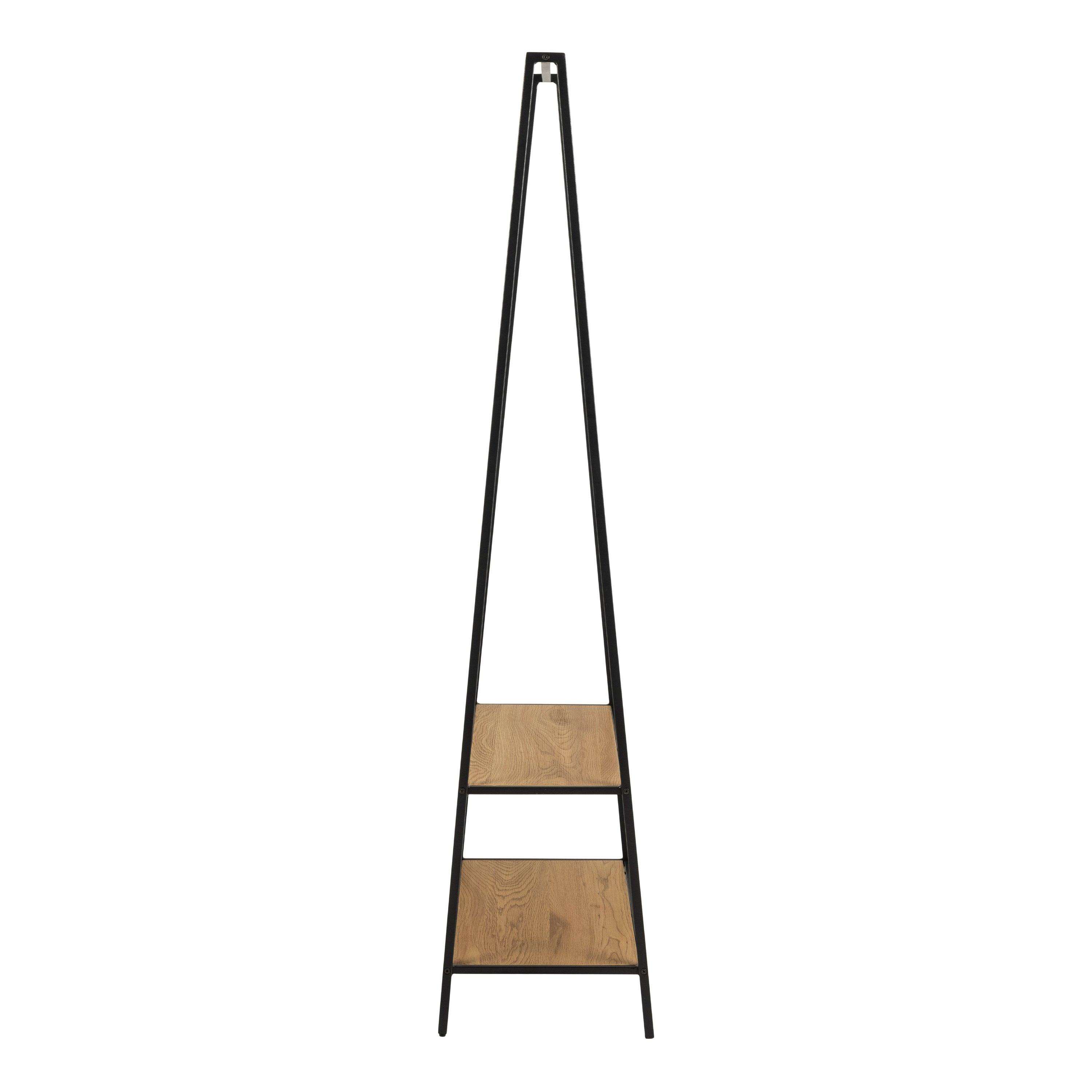 Seaford Black Metal Clothes Rack with 2 Oak Shelves - image 3