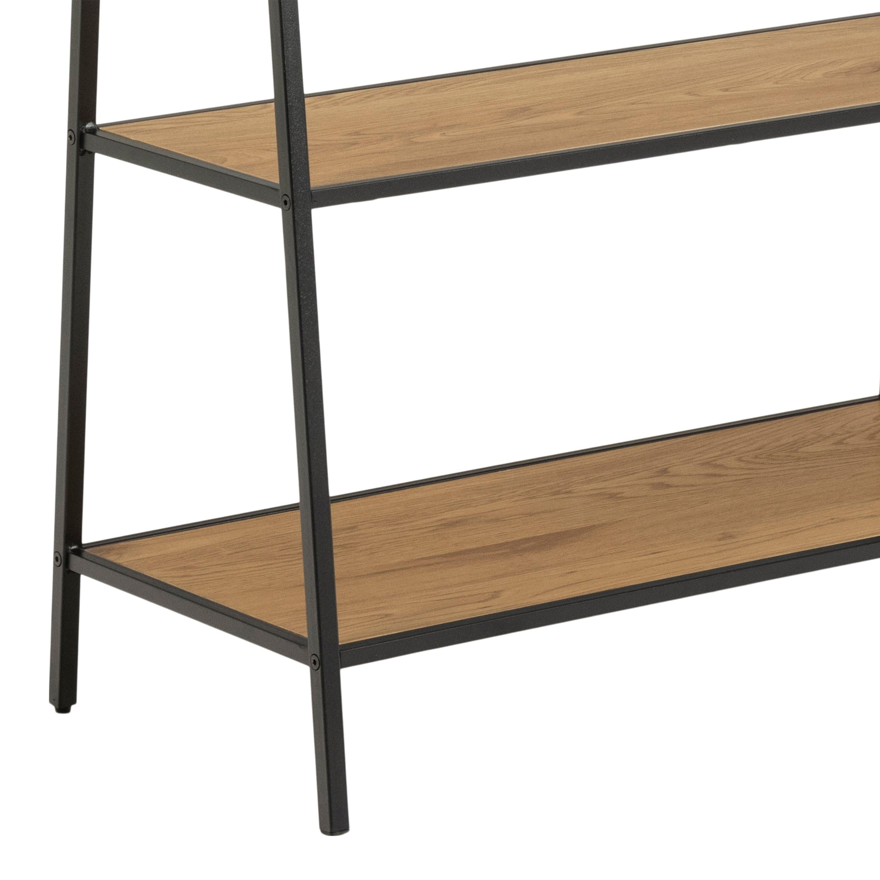 Seaford Black Metal Clothes Rack with 2 Oak Shelves - image 8