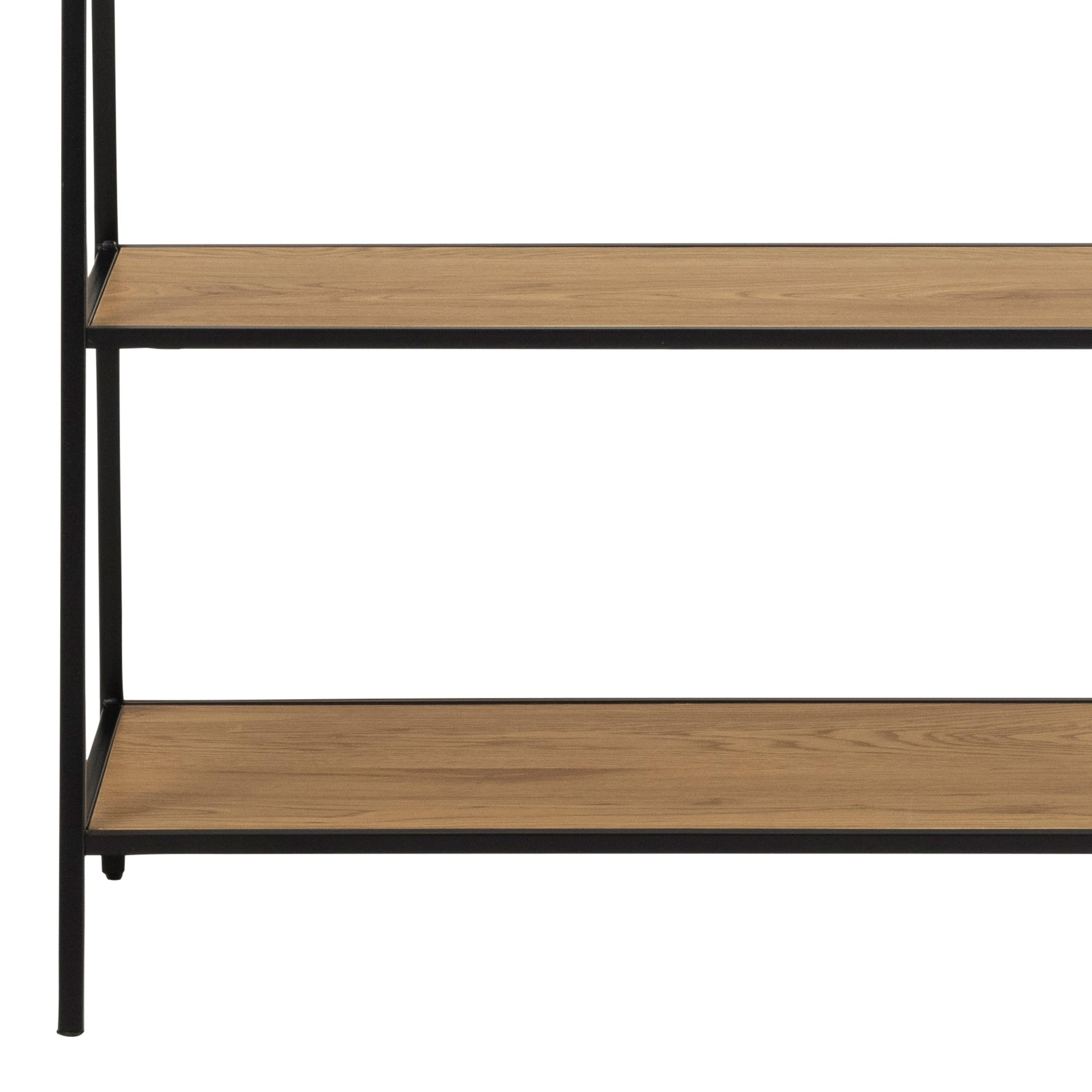 Seaford Black Metal Clothes Rack with 2 Oak Shelves - image 9