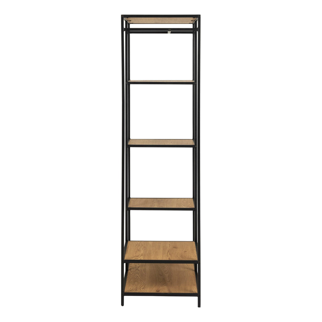 Seaford Black Metal Clothes Rack with 5 Oak Shelves - image 3