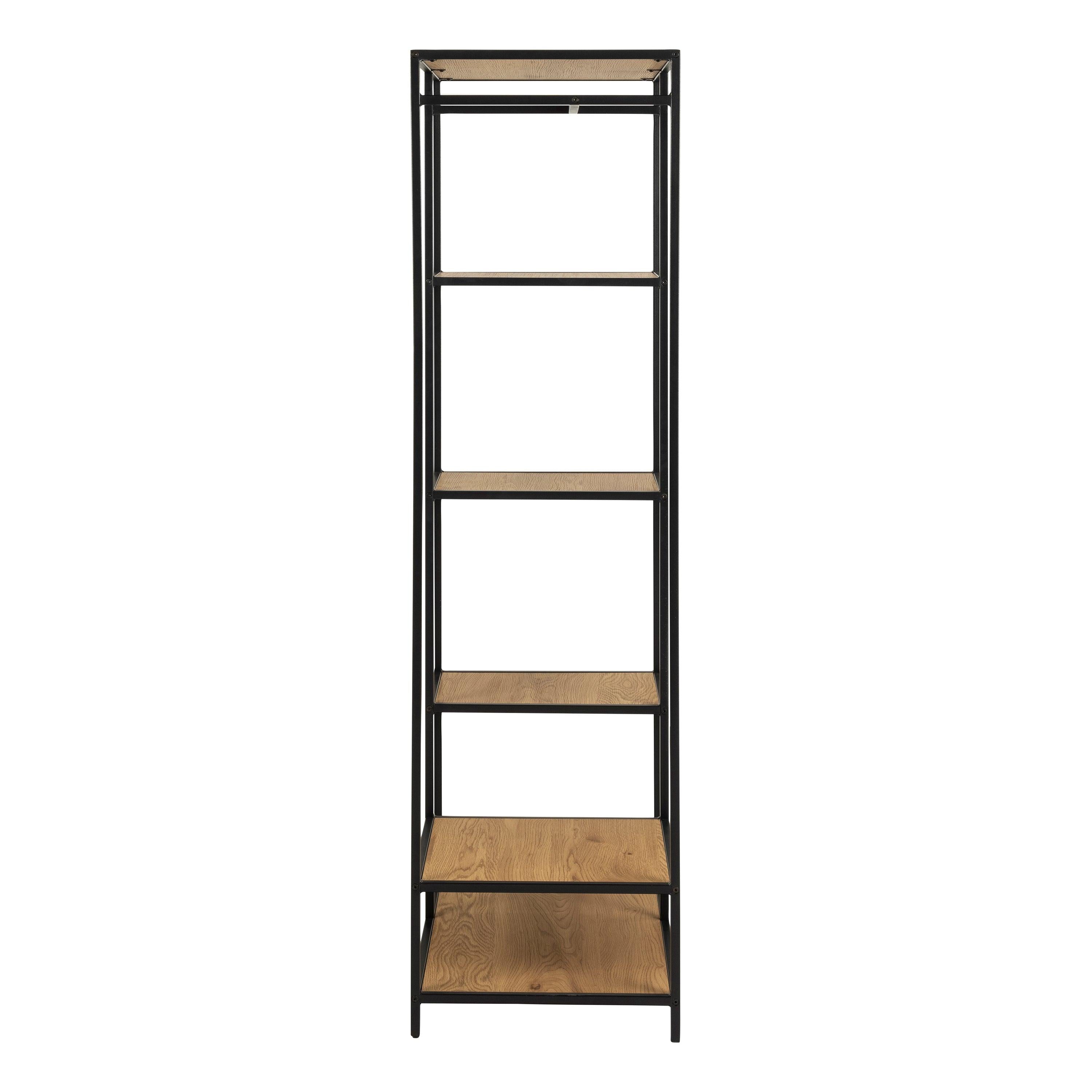 Seaford Black Metal Clothes Rack with 5 Oak Shelves - image 3