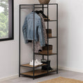 Seaford Black Metal Clothes Rack with 5 Oak Shelves - image 5