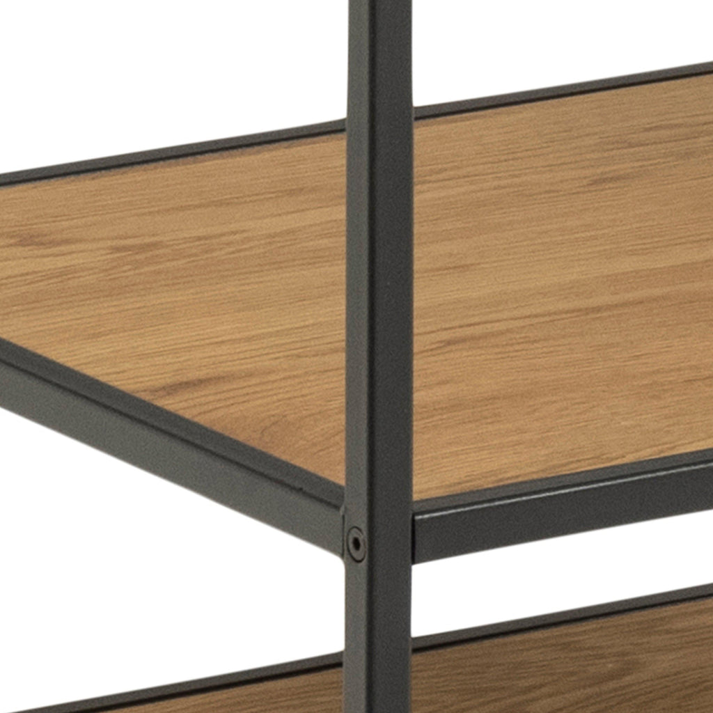 Seaford Black Metal Clothes Rack with 5 Oak Shelves - image 6