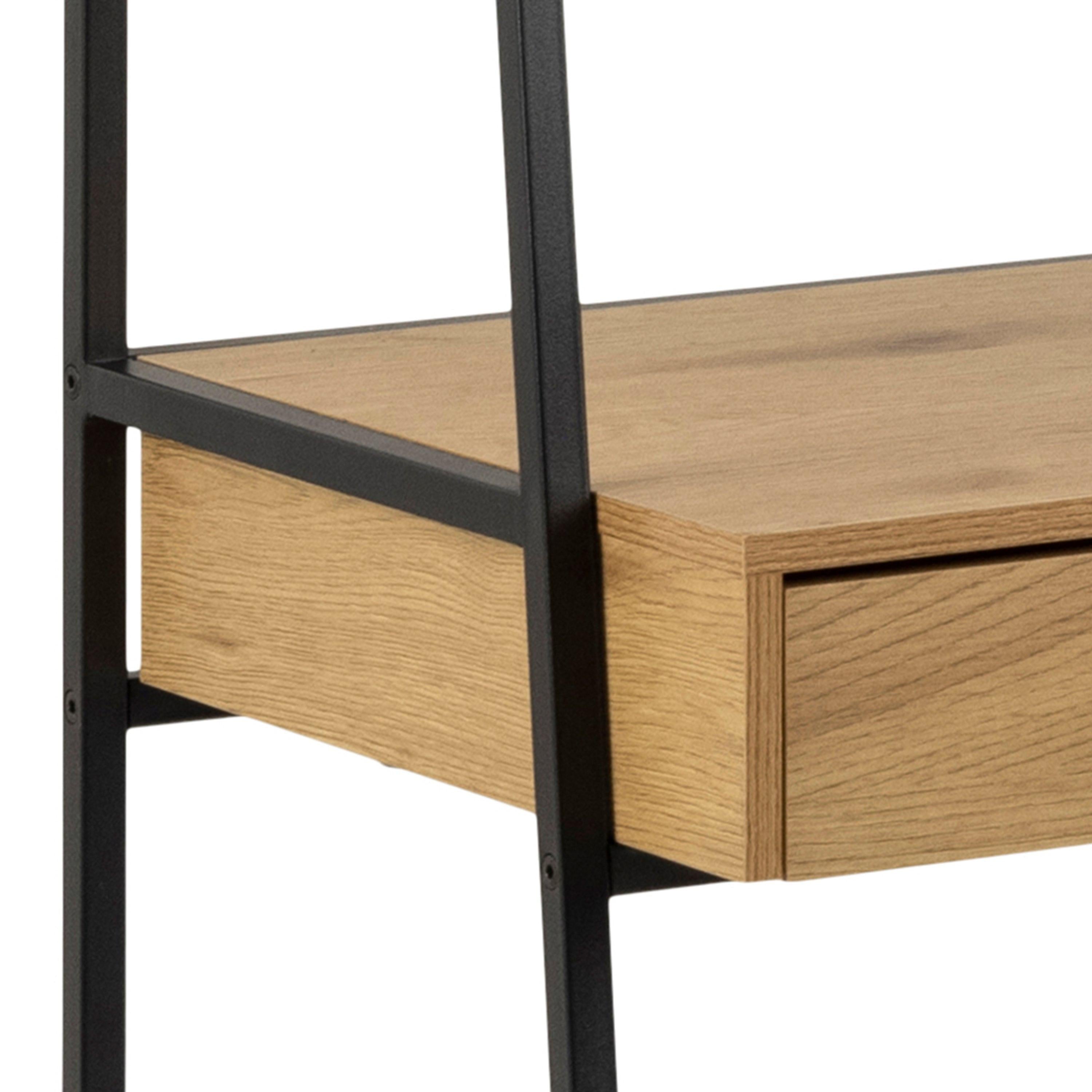 Seaford Bookcase with 1 Drawer in Black and Oak - image 8