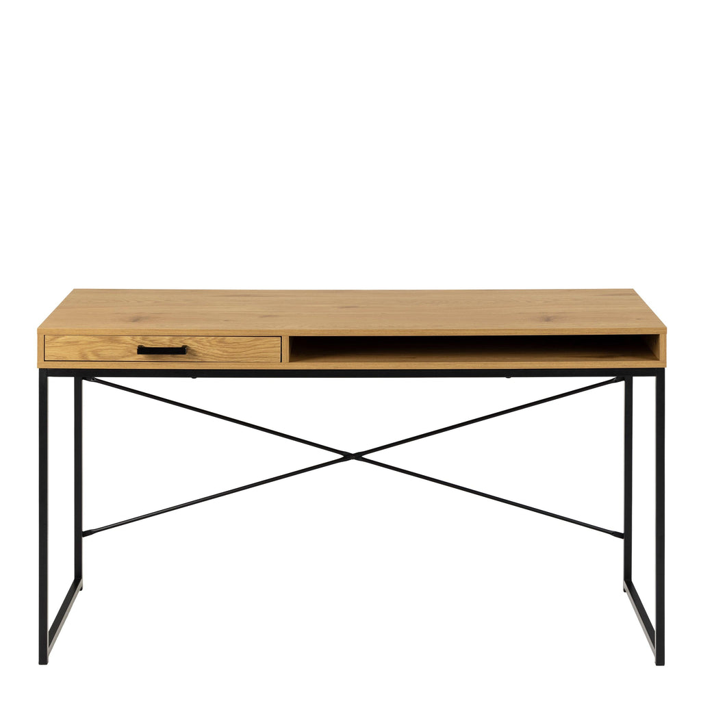 Seaford Office Desk with 1 Drawer in Black and Oak - image 2