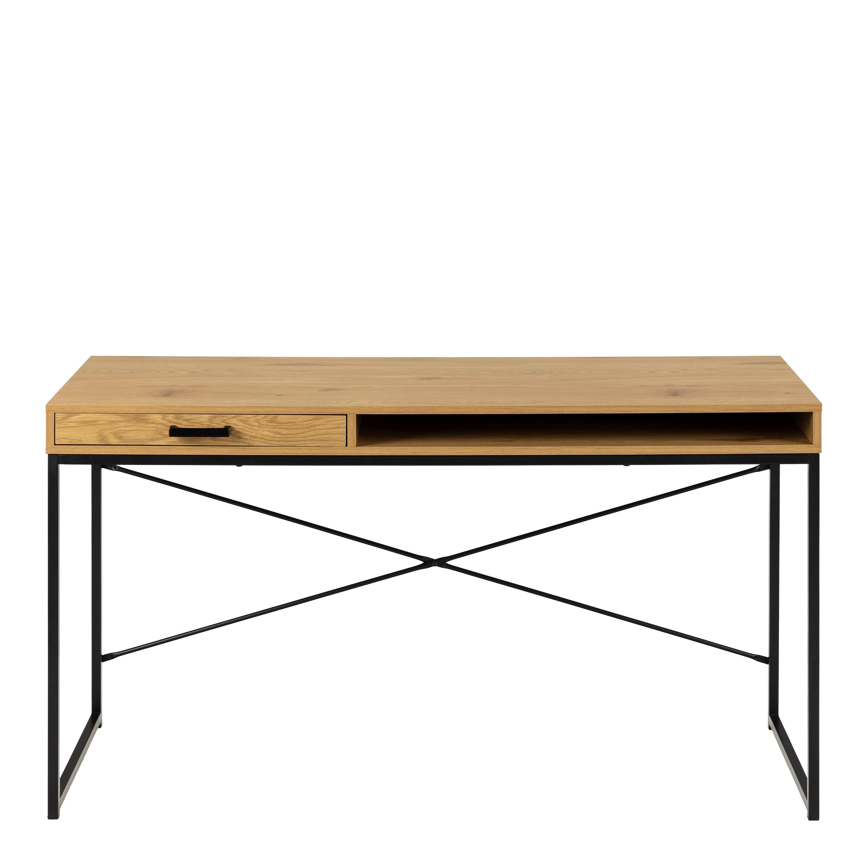Seaford Office Desk with 1 Drawer in Black and Oak - image 2