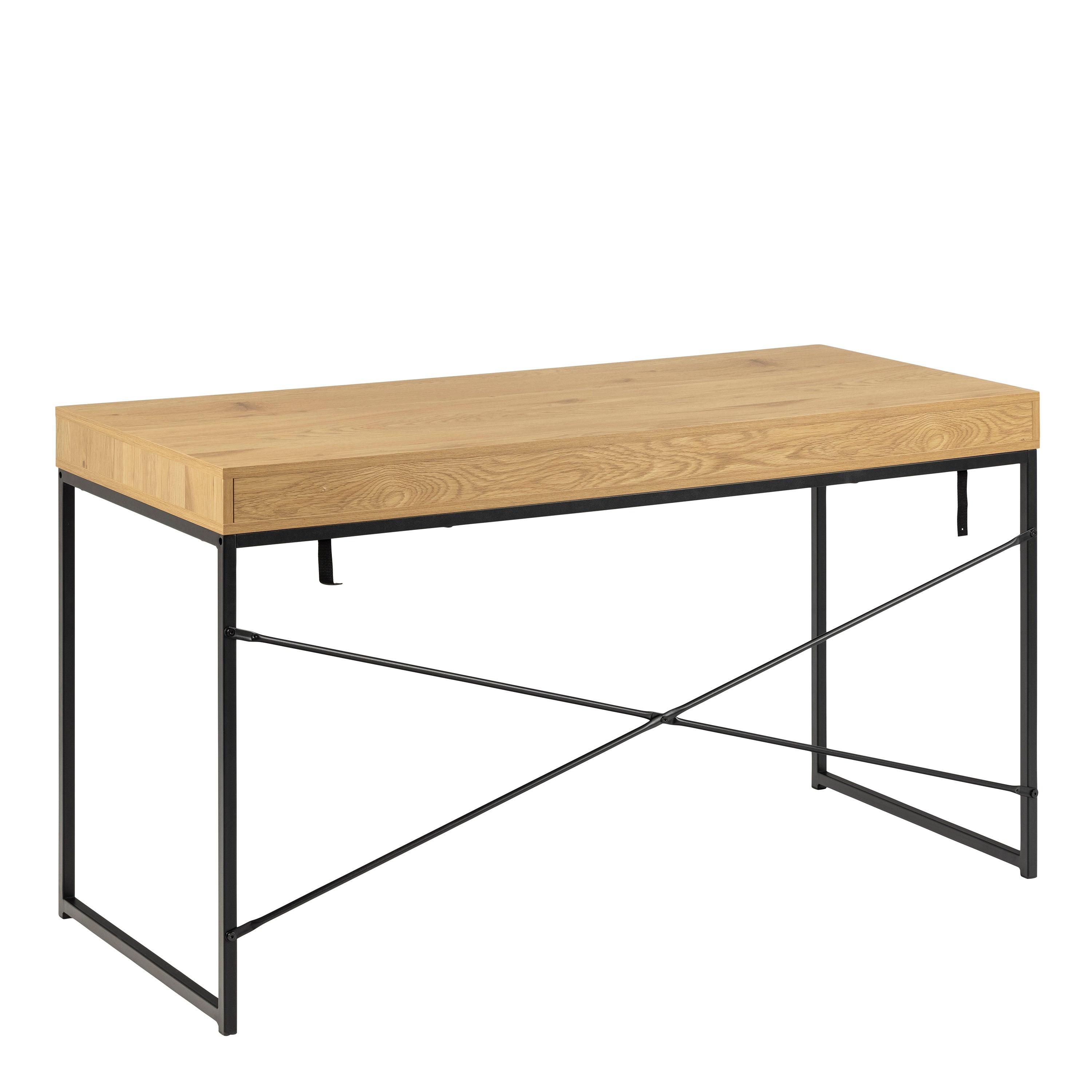 Seaford Office Desk with 1 Drawer in Black and Oak - image 3