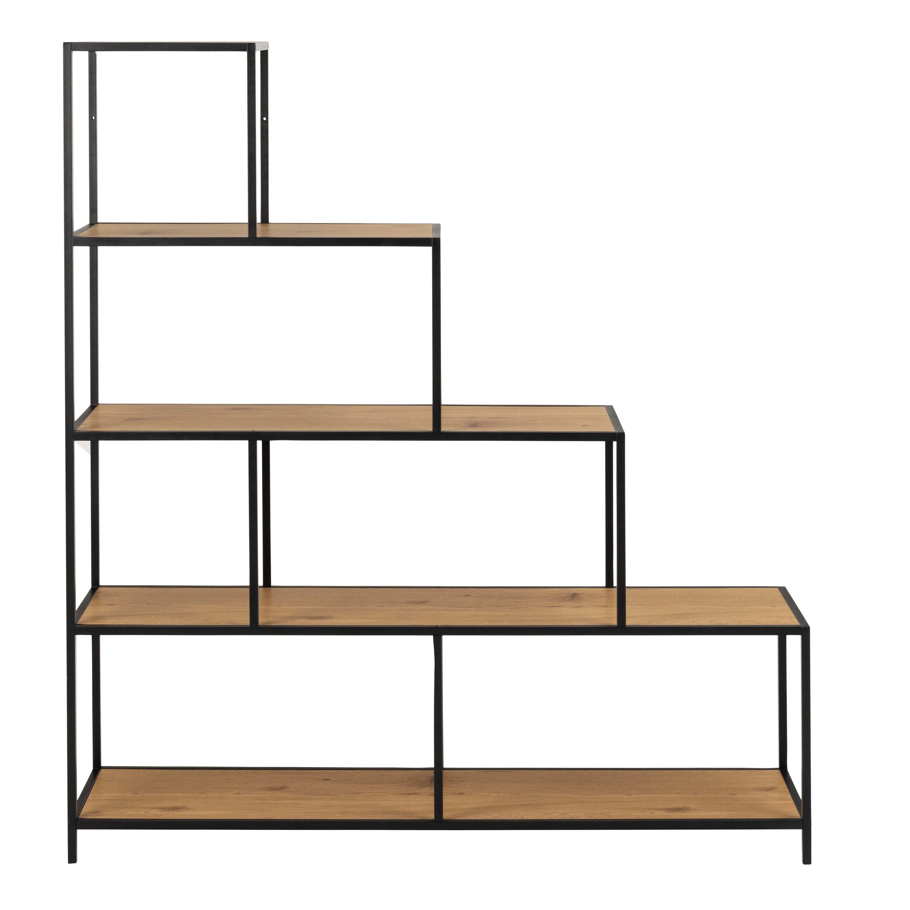 Seaford Bookcase with 4 Shelves in Black and Oak - image 2