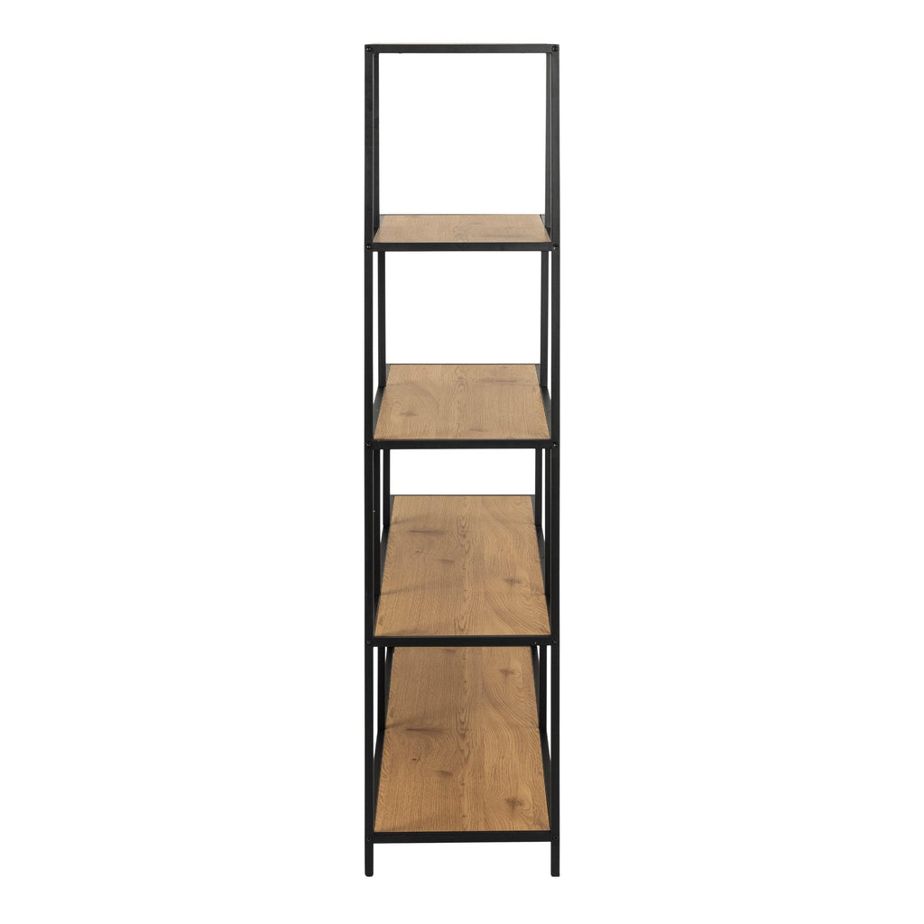 Seaford Bookcase with 4 Shelves in Black and Oak - image 3