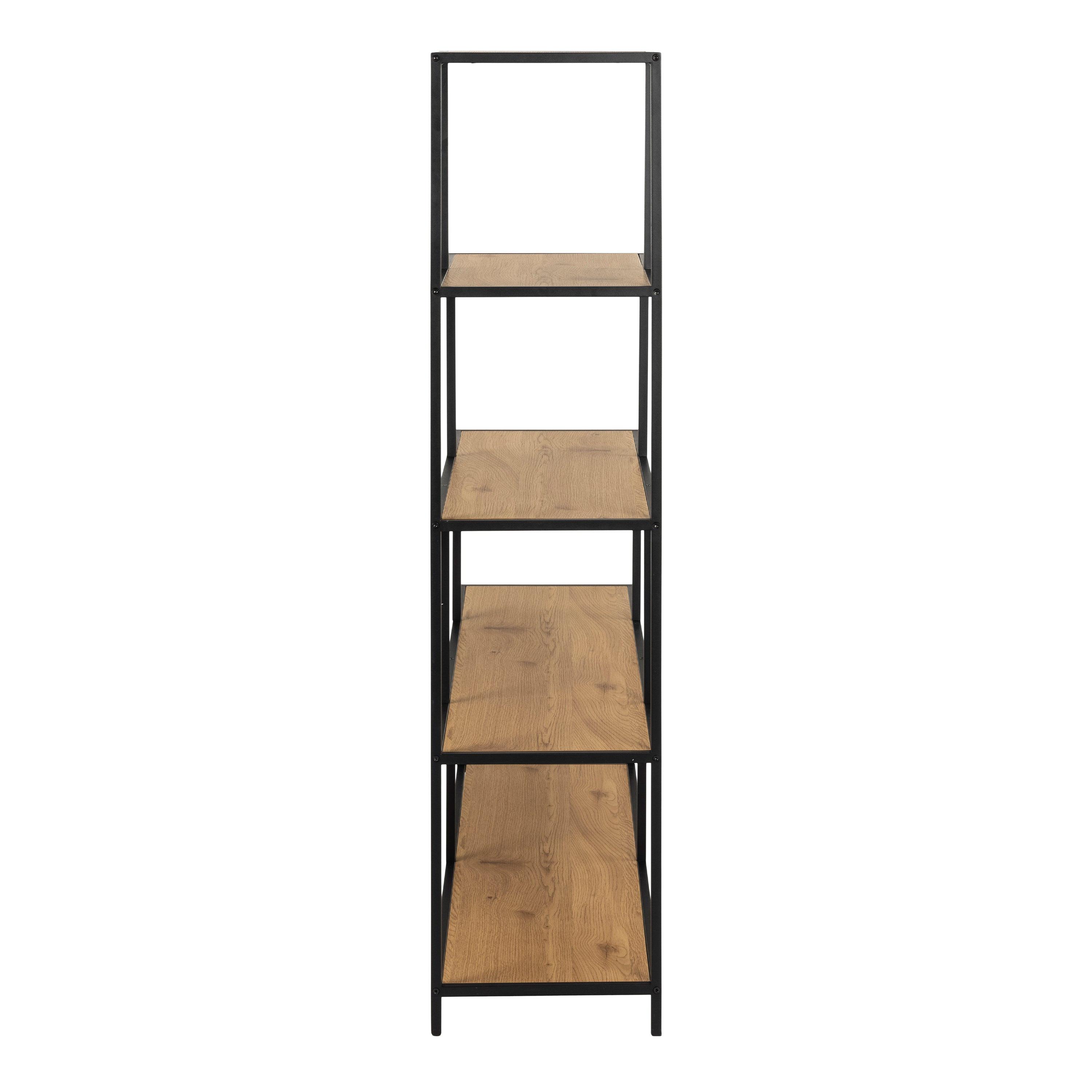 Seaford Bookcase with 4 Shelves in Black and Oak - image 3