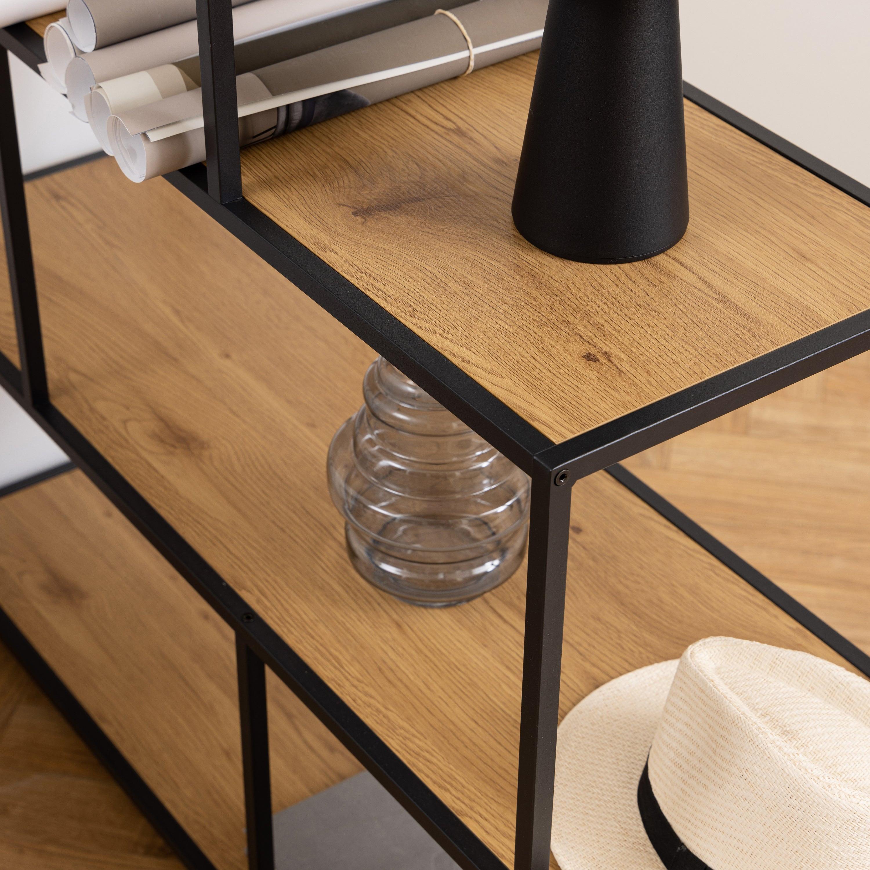 Seaford Bookcase with 4 Shelves in Black and Oak - image 5
