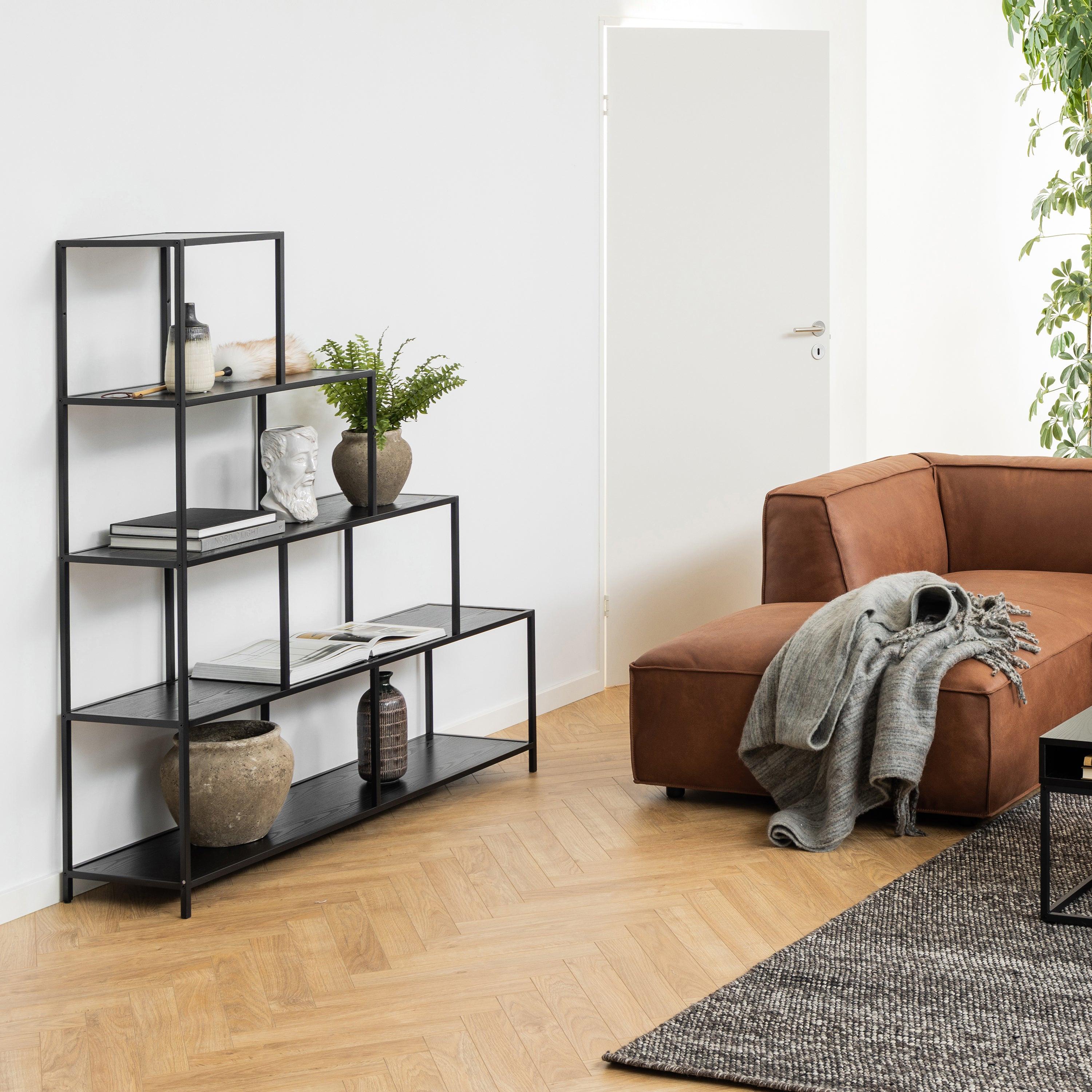 Seaford Bookcase with 4 Shelves in Black - image 4