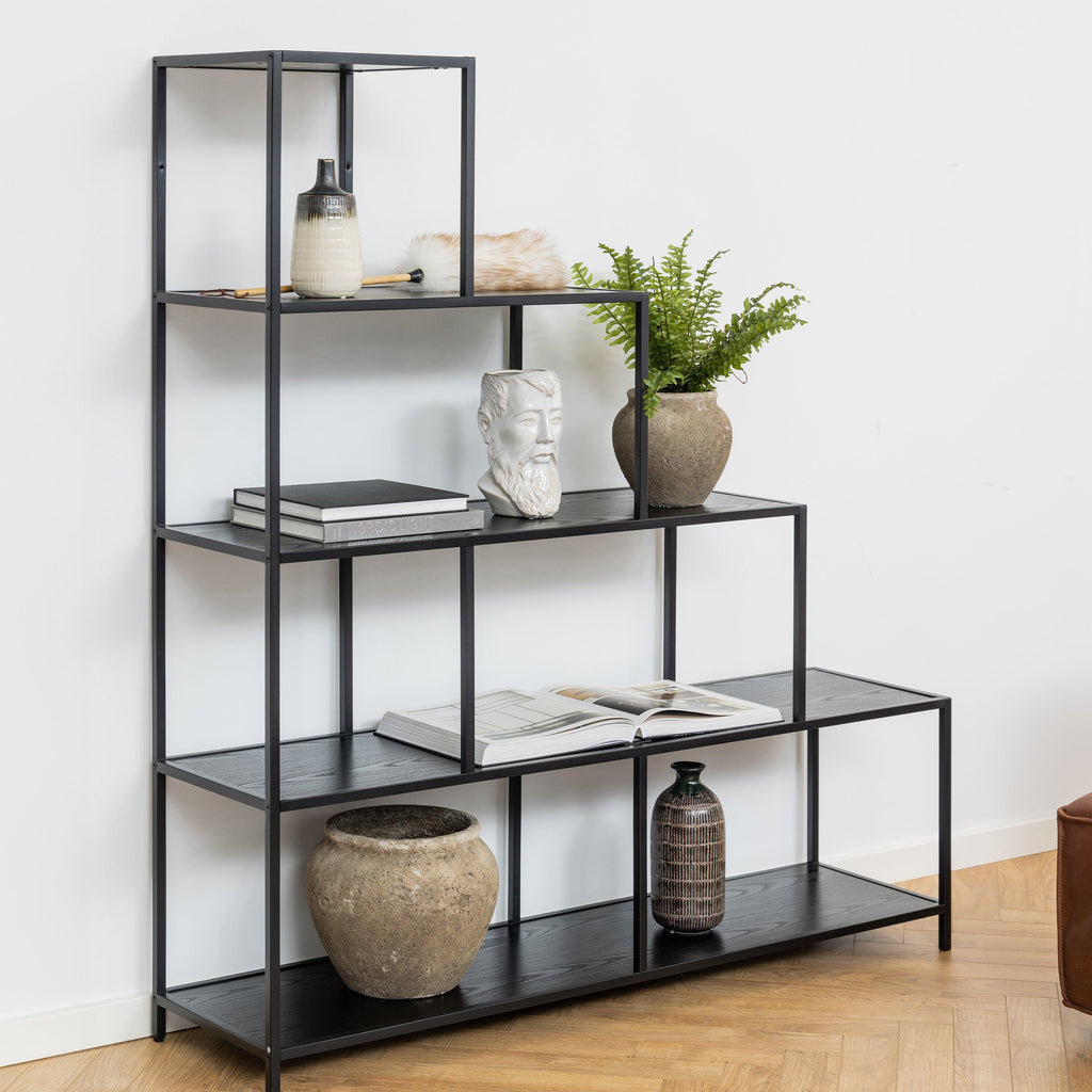 Seaford Bookcase with 4 Shelves in Black - image 5