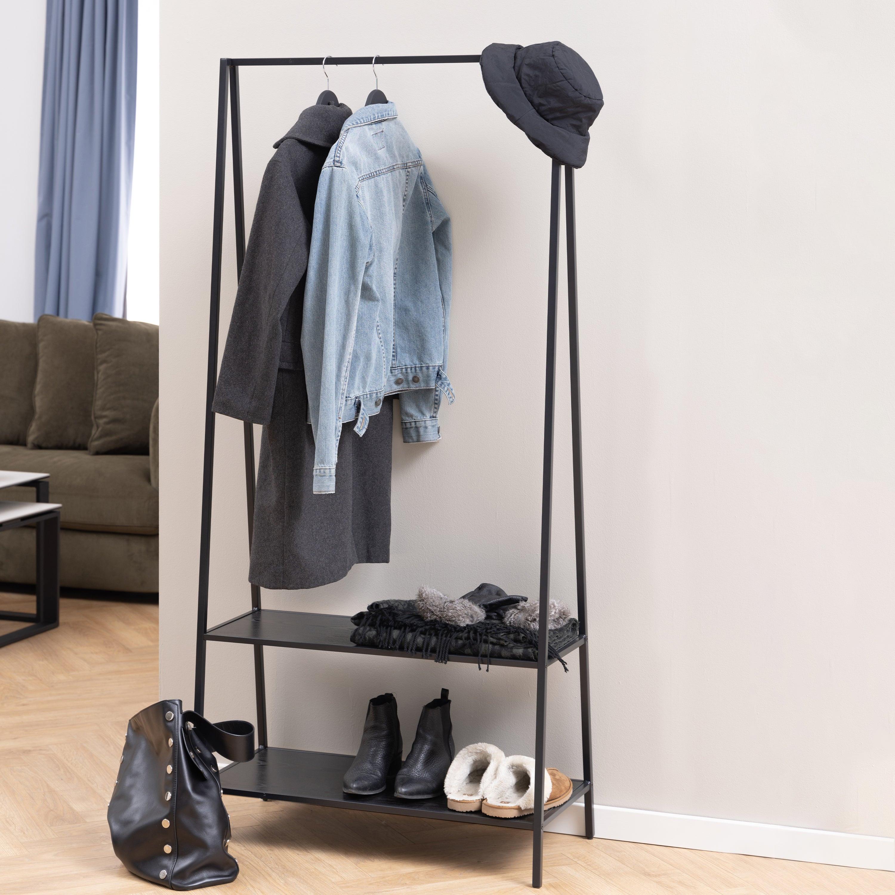 Seaford Clothes Rack with 2 shelves in Black - image 4