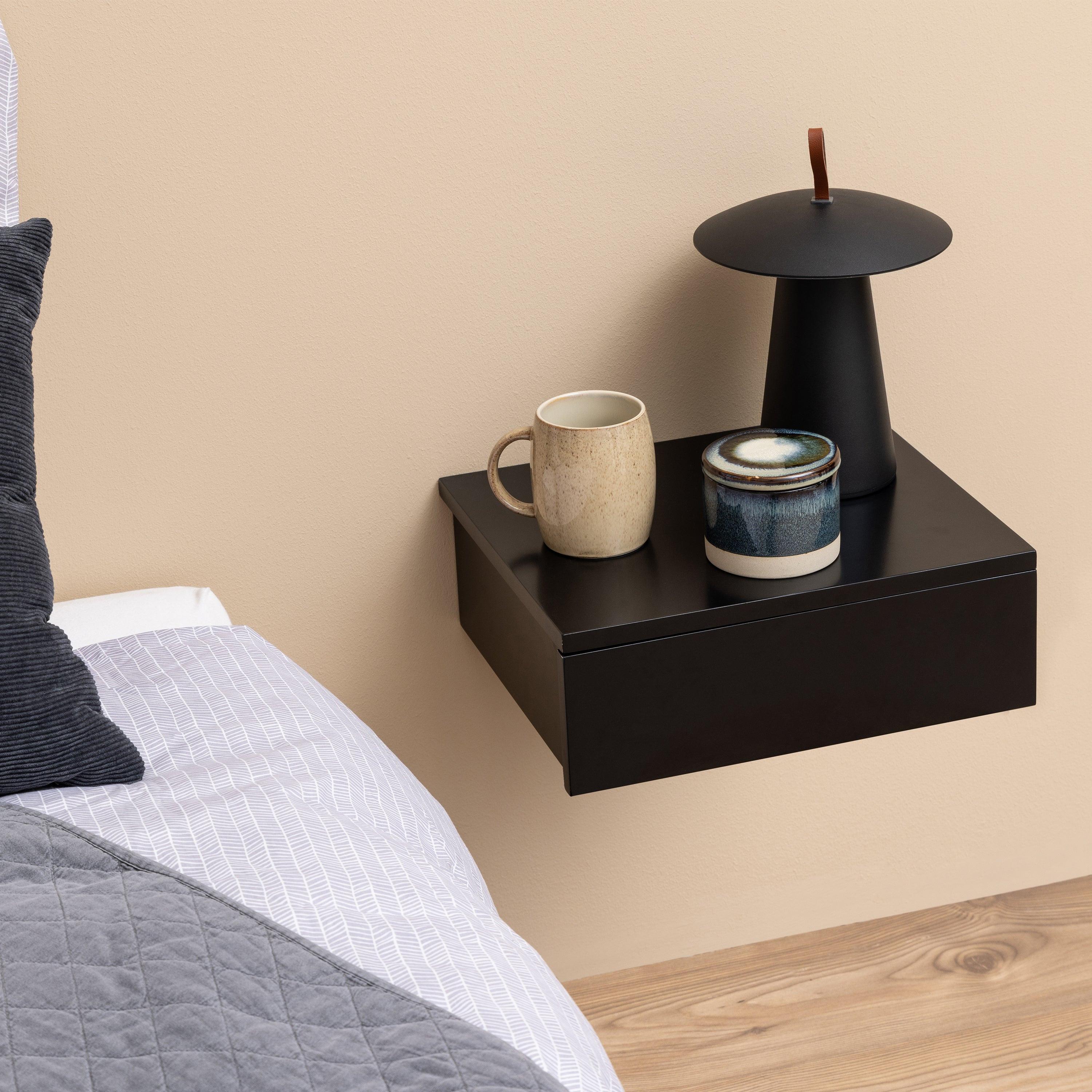 Avignon Square Bedside Table with 1 Drawer in Black - image 5
