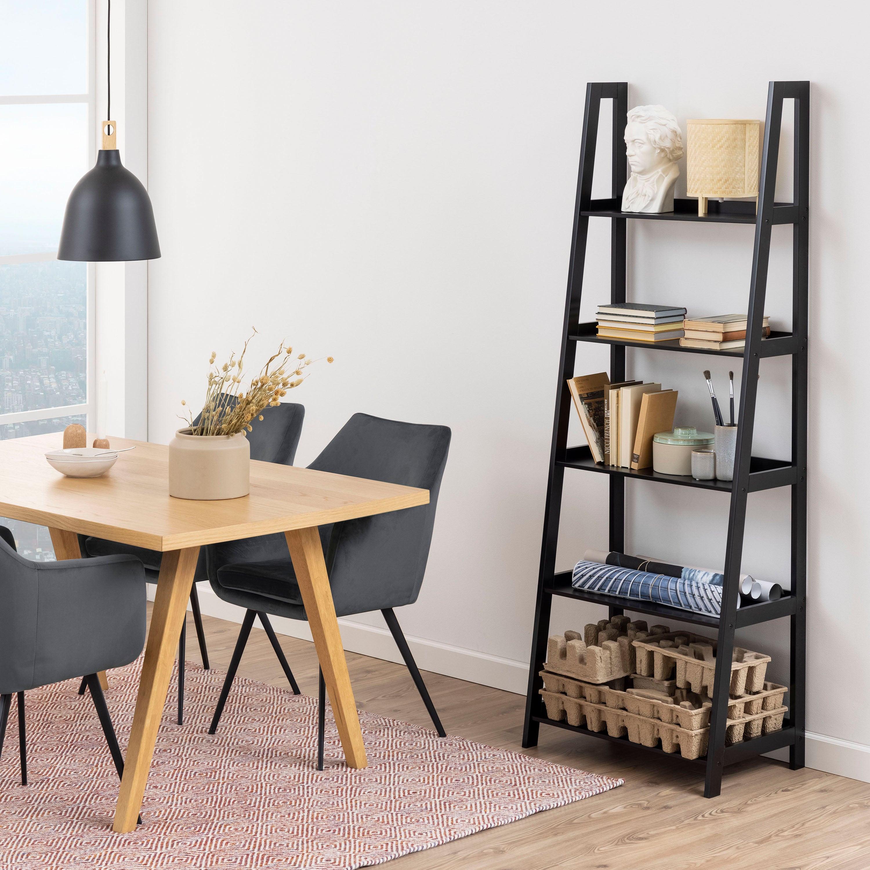 Wally Bookcase with 5 Shelves in Black - image 4