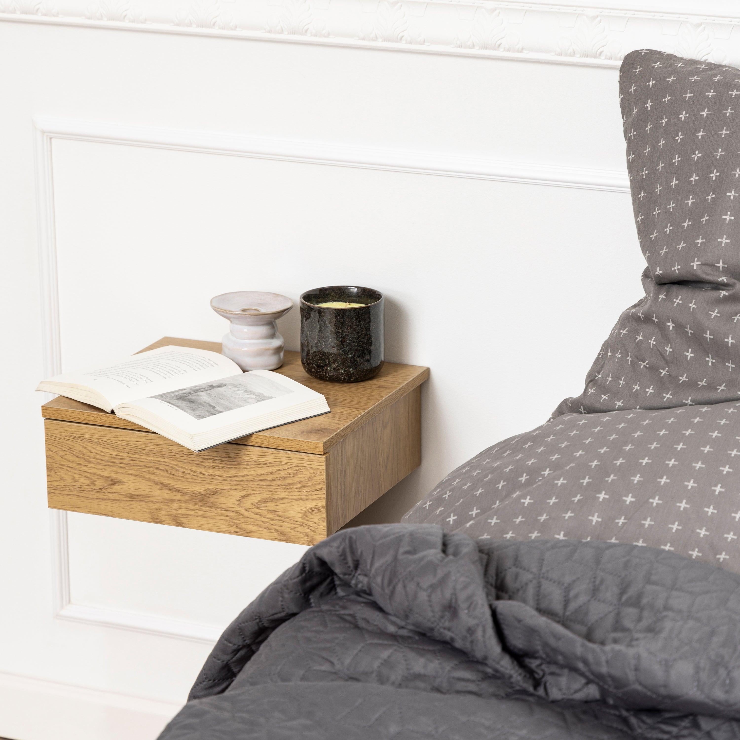 Avignon Square Bedside Table with 1 Drawer in Oak - image 4