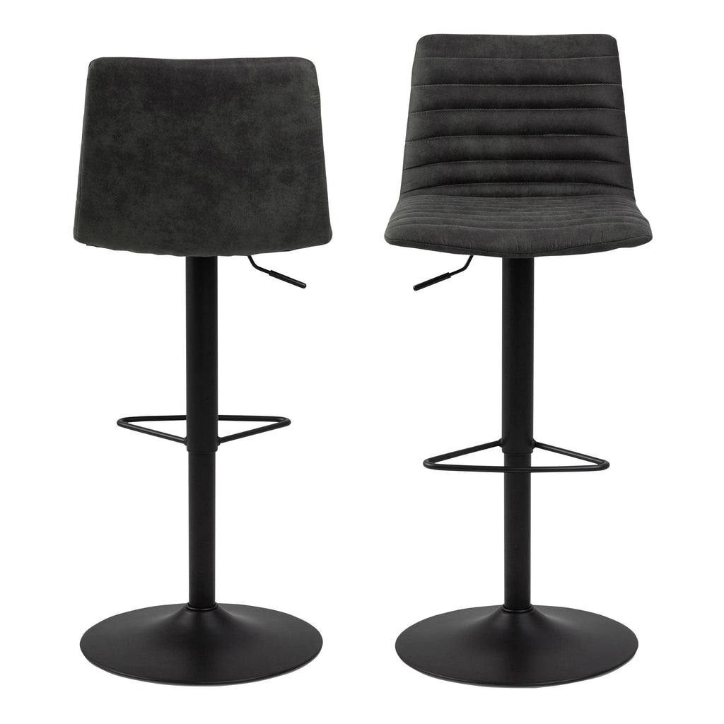 Kimmy Bar Stool in Grey Fabic Set of 2 - image 2