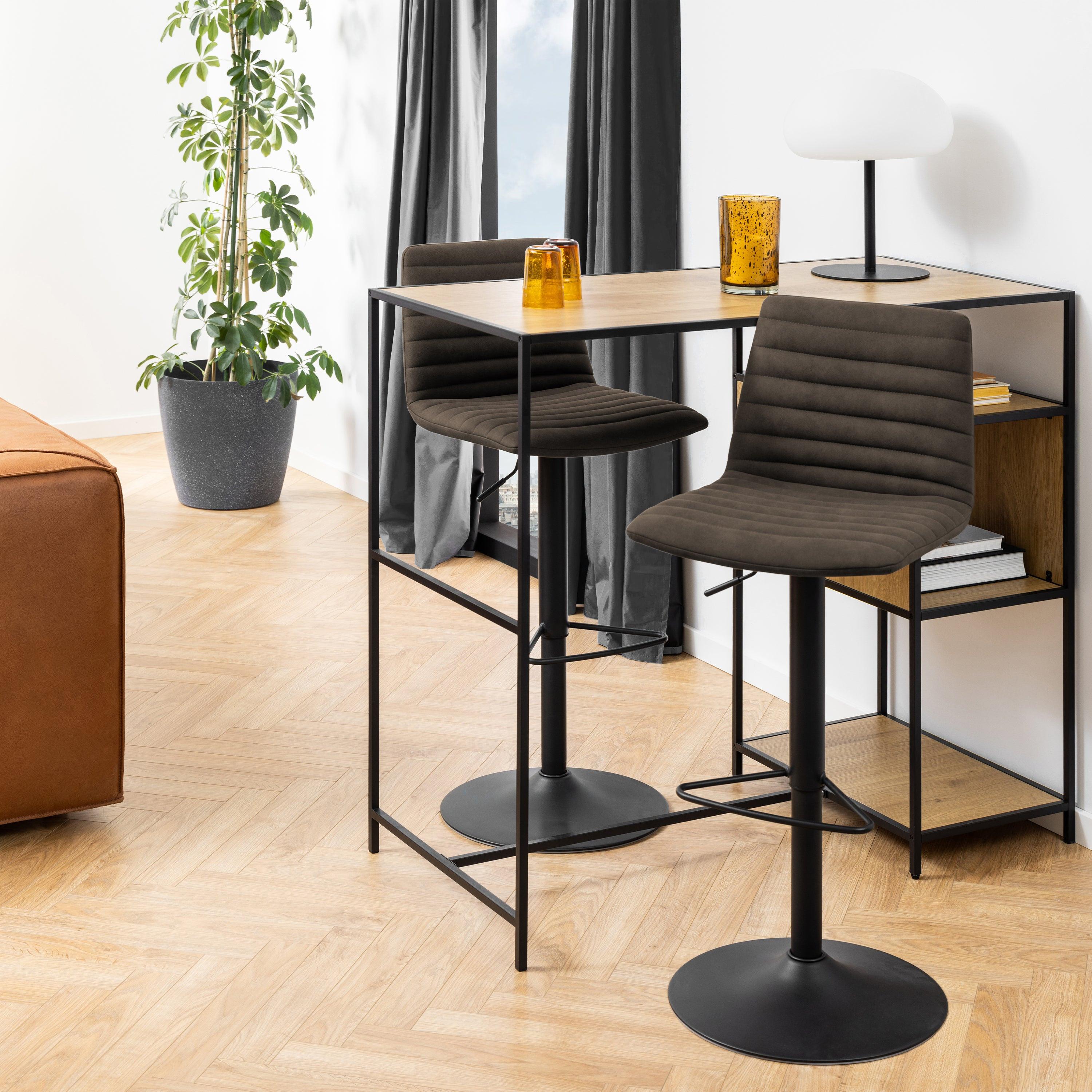 Kimmy Bar Stool in Grey Fabic Set of 2 - image 4
