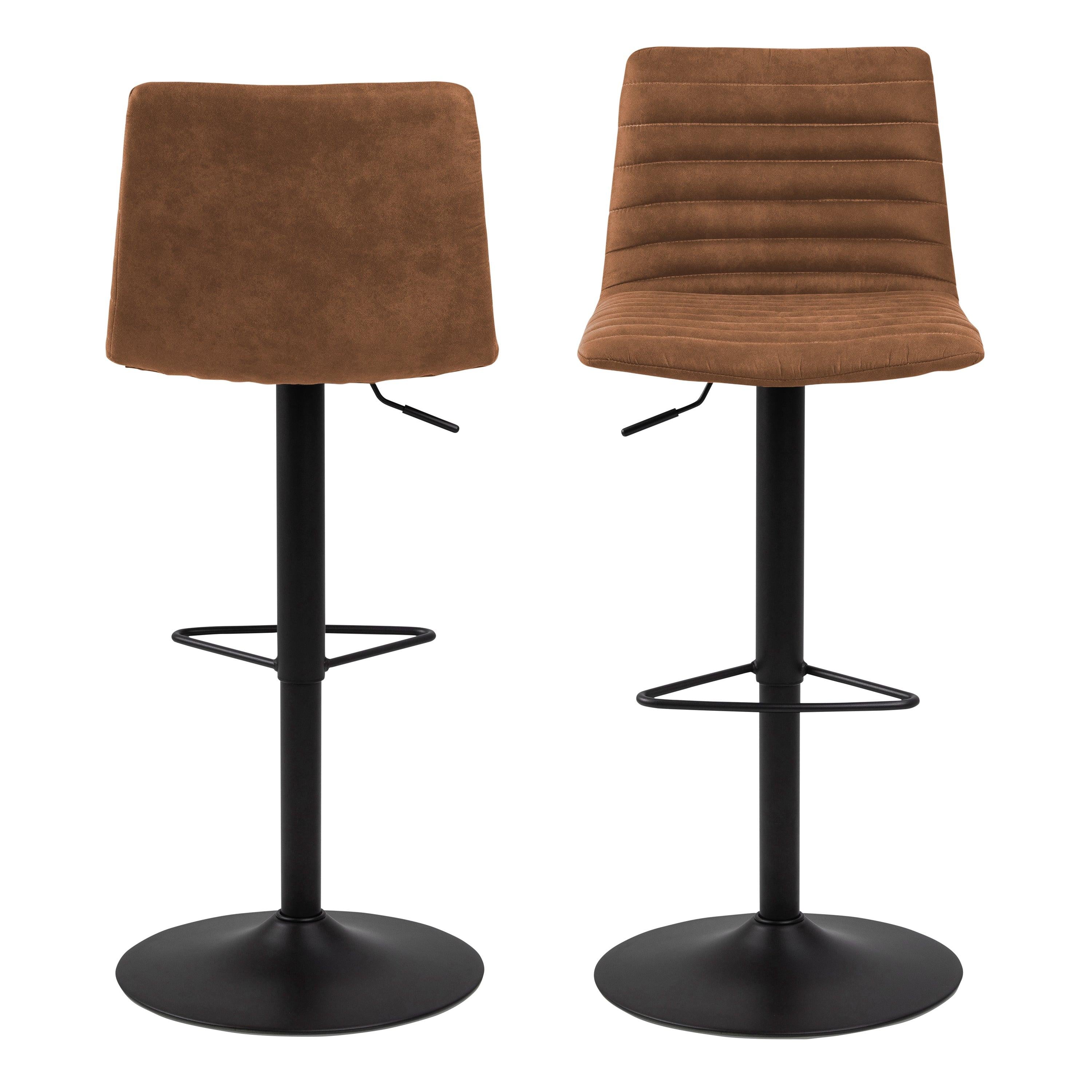 Kimmy Bar Stool with Brown Fabric in Set of 2 - image 2