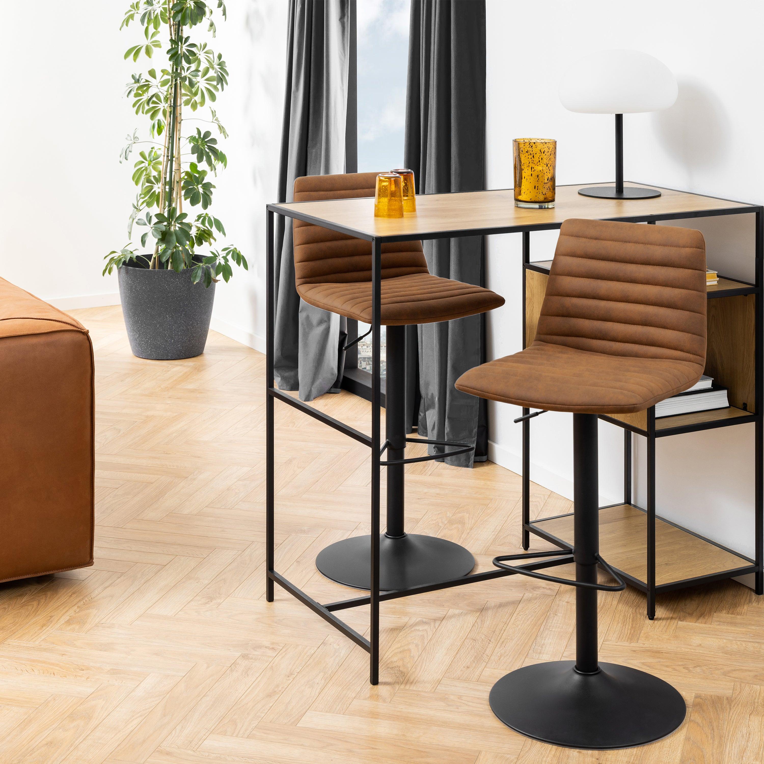 Kimmy Bar Stool with Brown Fabric in Set of 2 - image 5