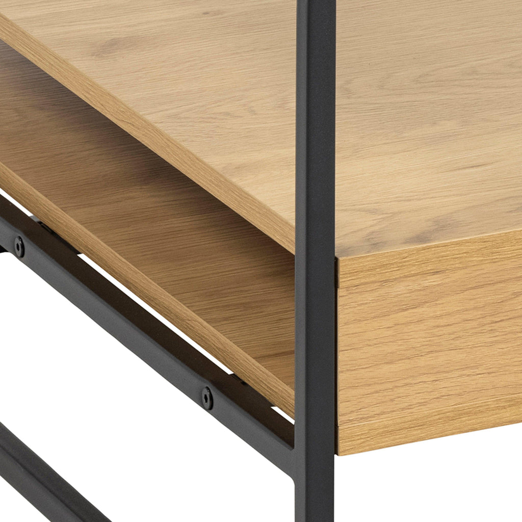 Randolf Square Coffee Table with 2 Shelves in Black and Oak - image 7