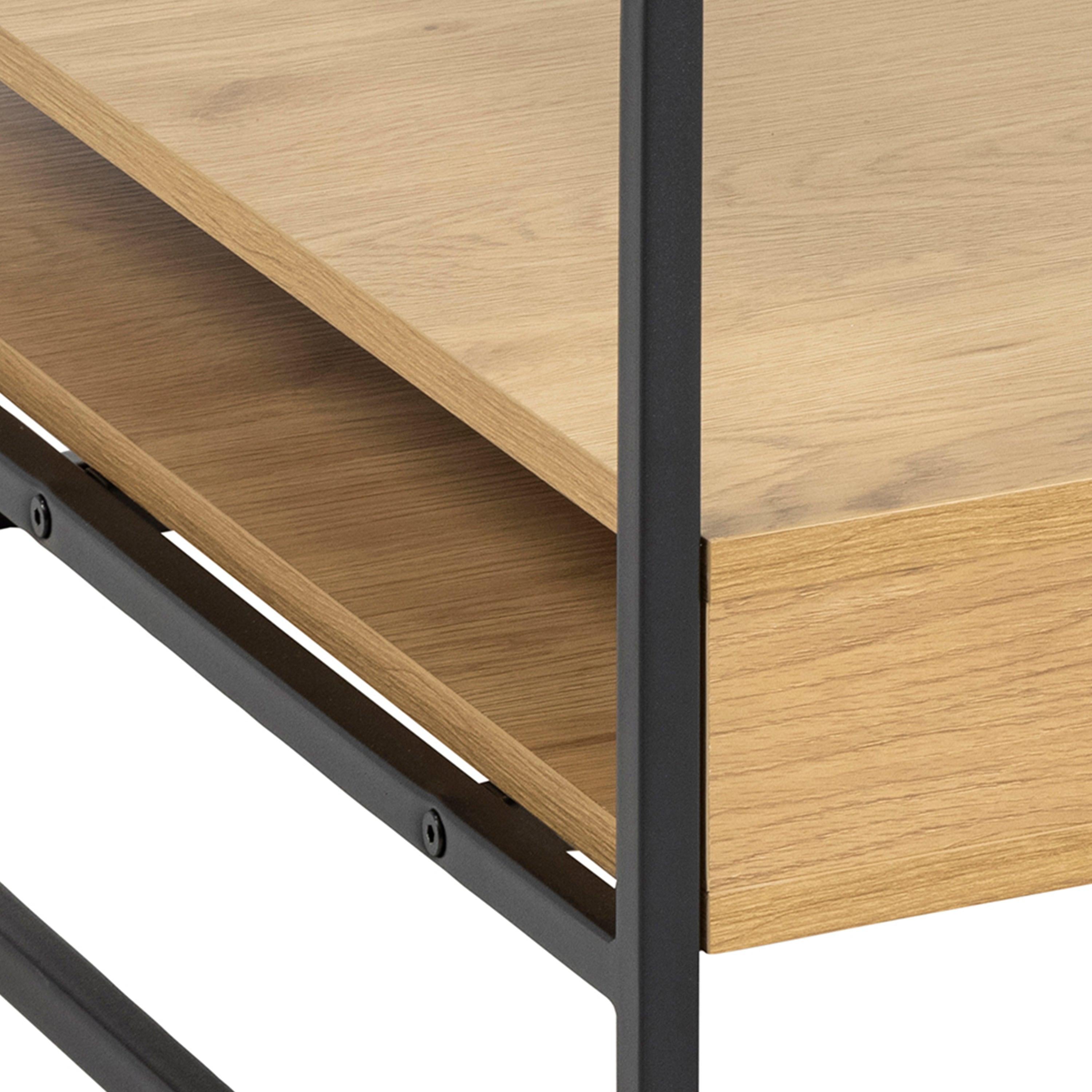 Randolf Square Coffee Table with 2 Shelves in Black and Oak - image 7
