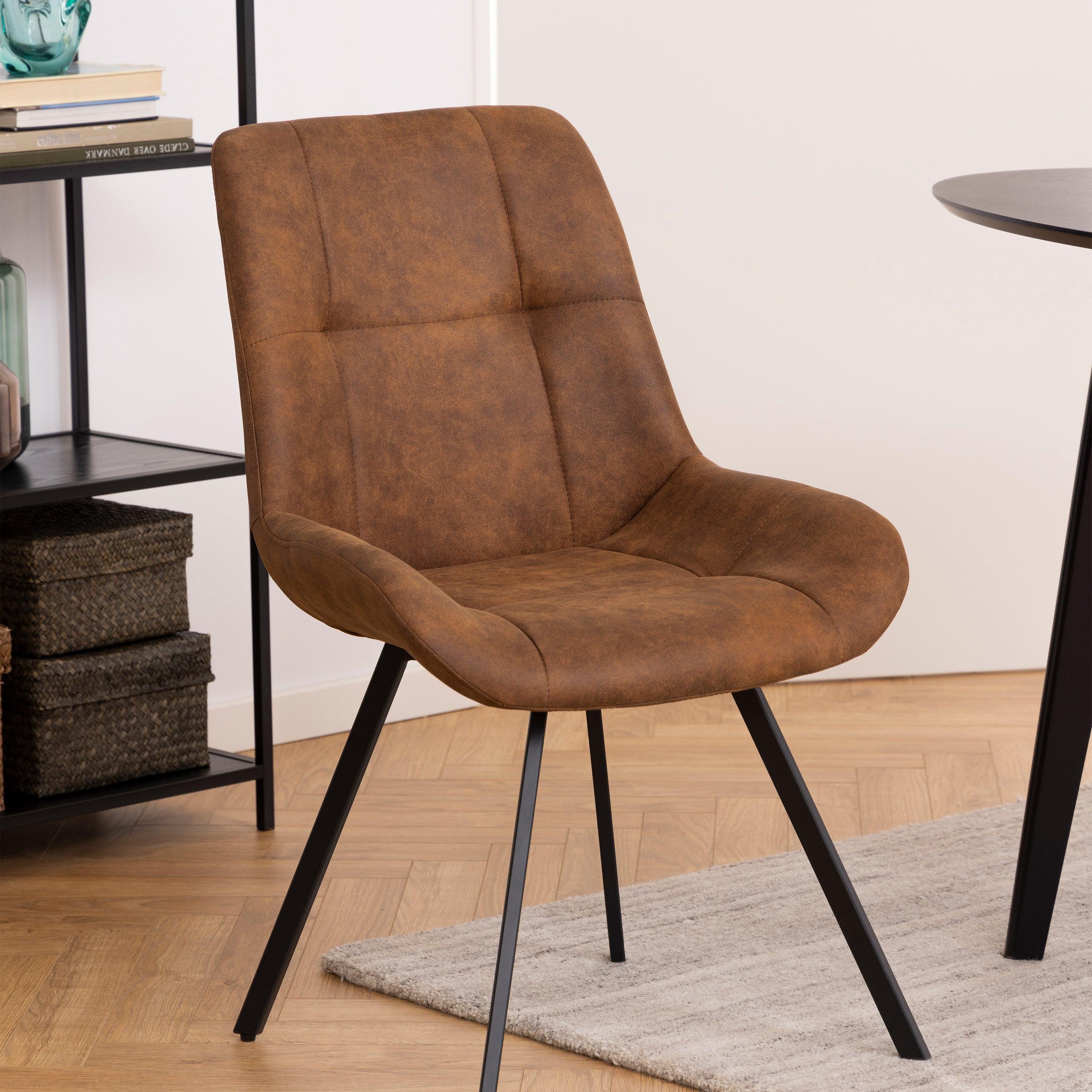 Waylor Dining Chair in Brown Fabric Set of 2 - image 5