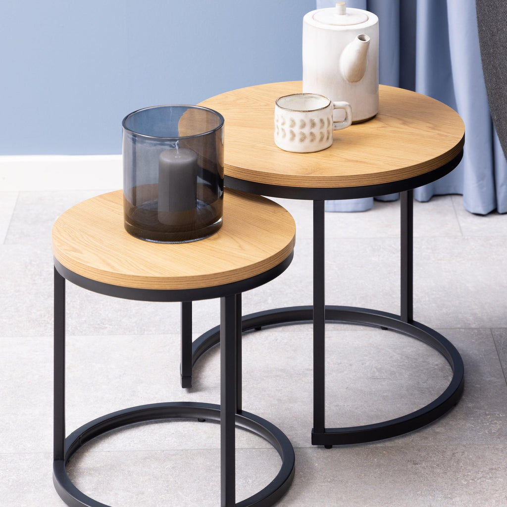 Spiro Round Nest of Tables in Oak - image 4