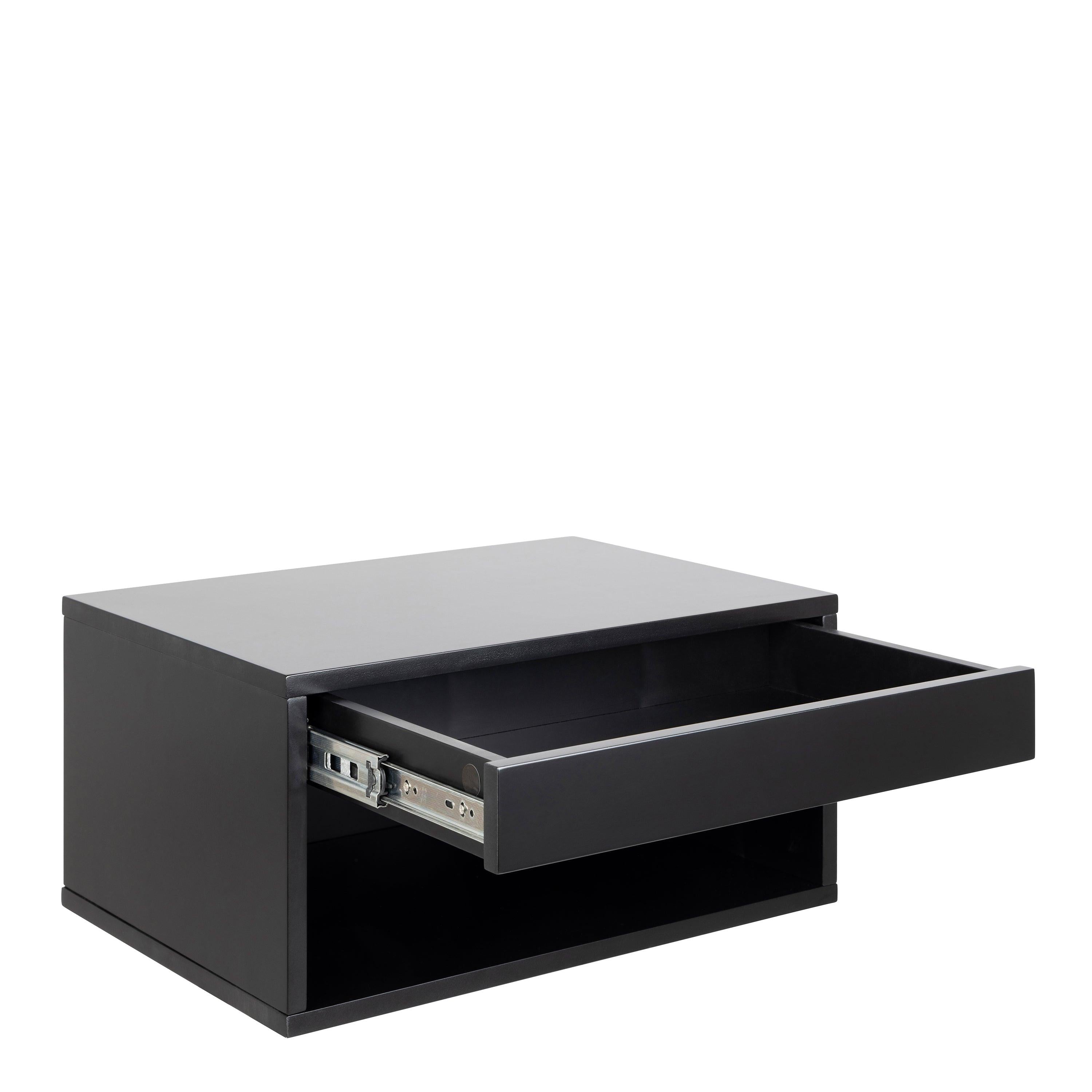 Cholet Square Bedside Table with 1 Drawer in Black - image 3