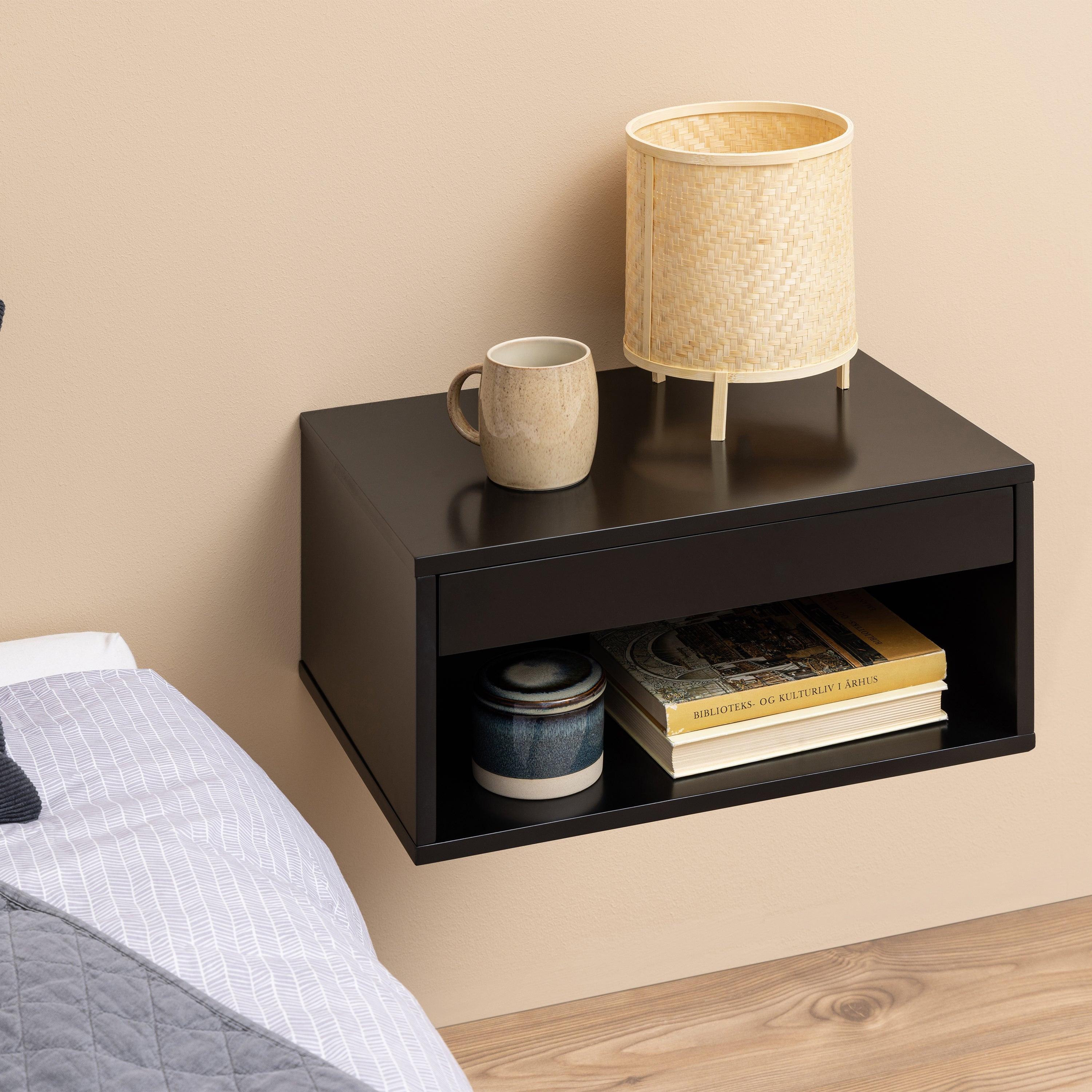 Cholet Square Bedside Table with 1 Drawer in Black - image 4