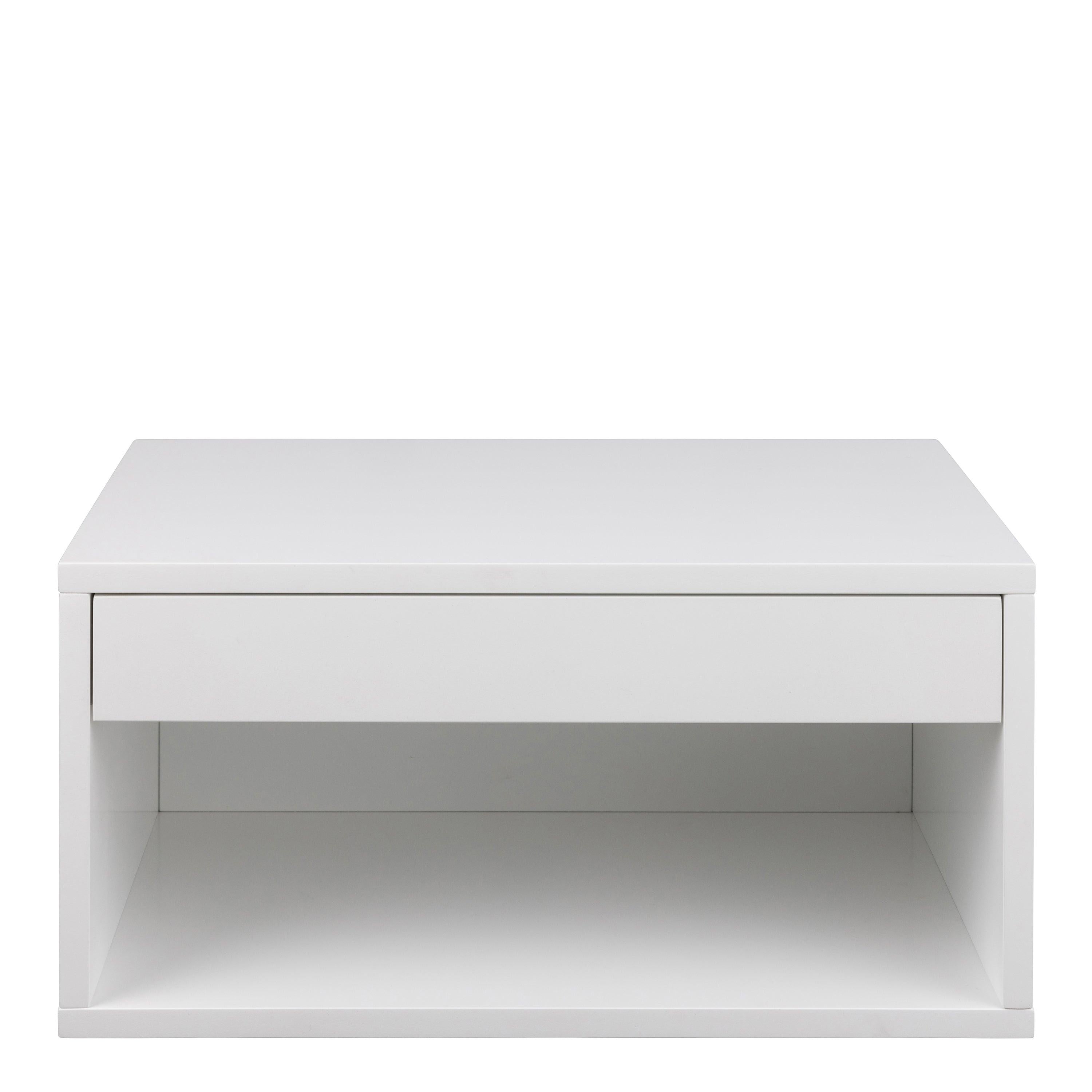 Cholet Square Bedside Table with 1 Drawer in White - image 2