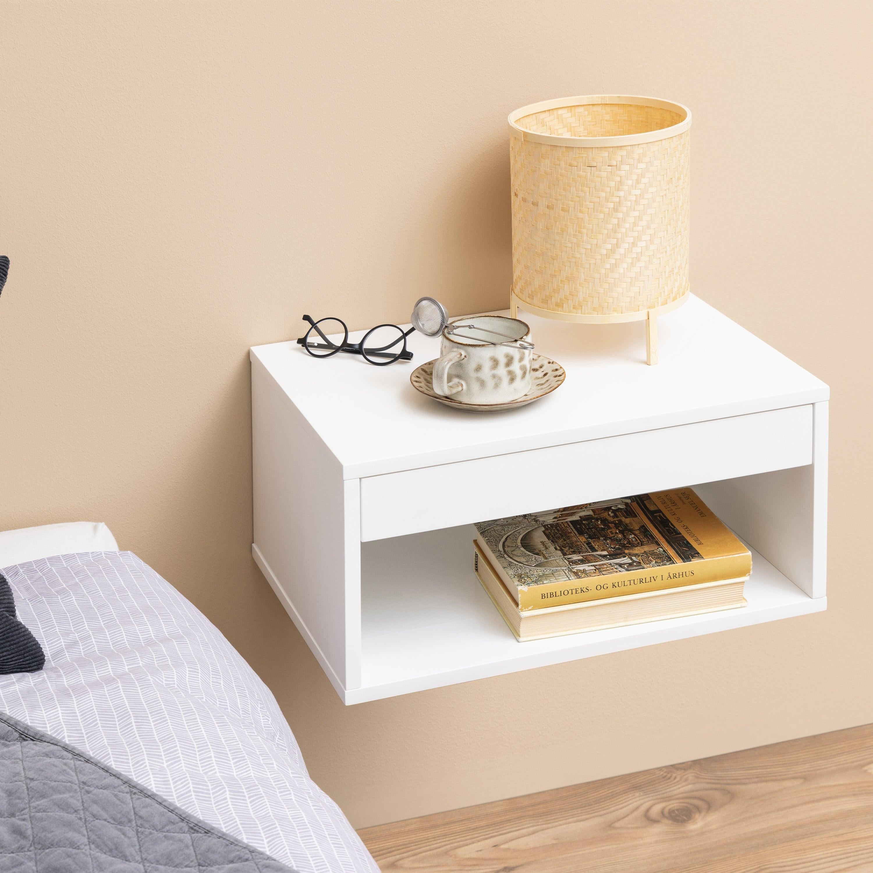 Cholet Square Bedside Table with 1 Drawer in White - image 4
