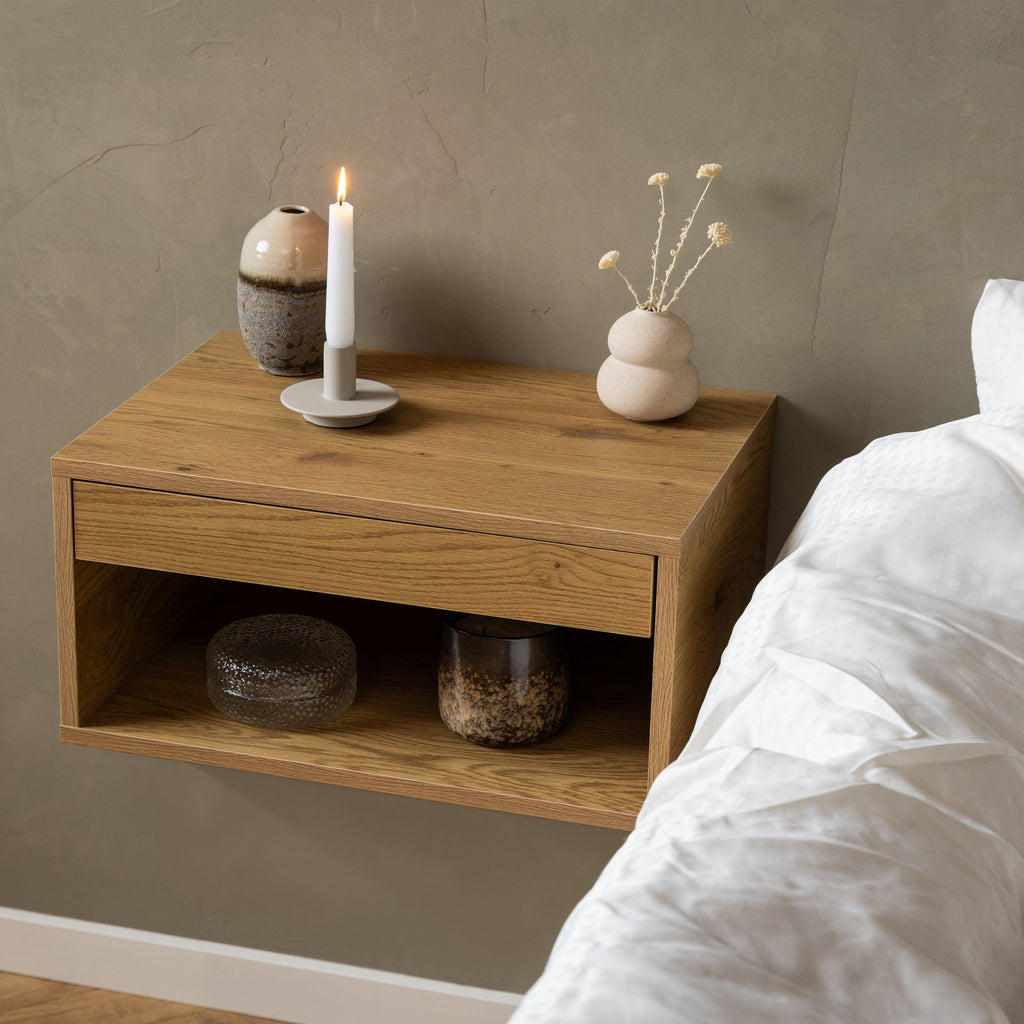 Cholet Square Bedside Table with 1 Drawer in Oak - image 4