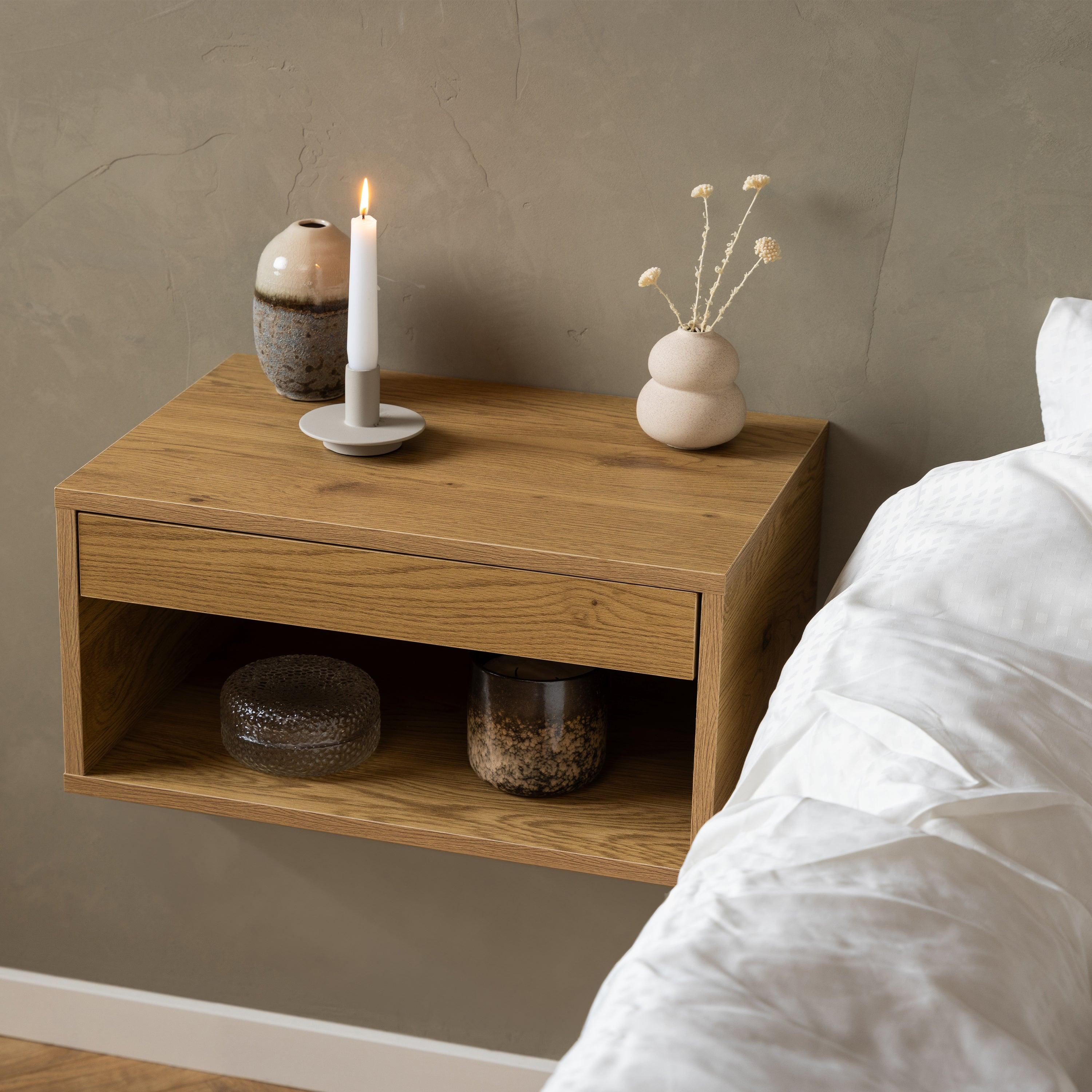 Cholet Square Bedside Table with 1 Drawer in Oak - image 4